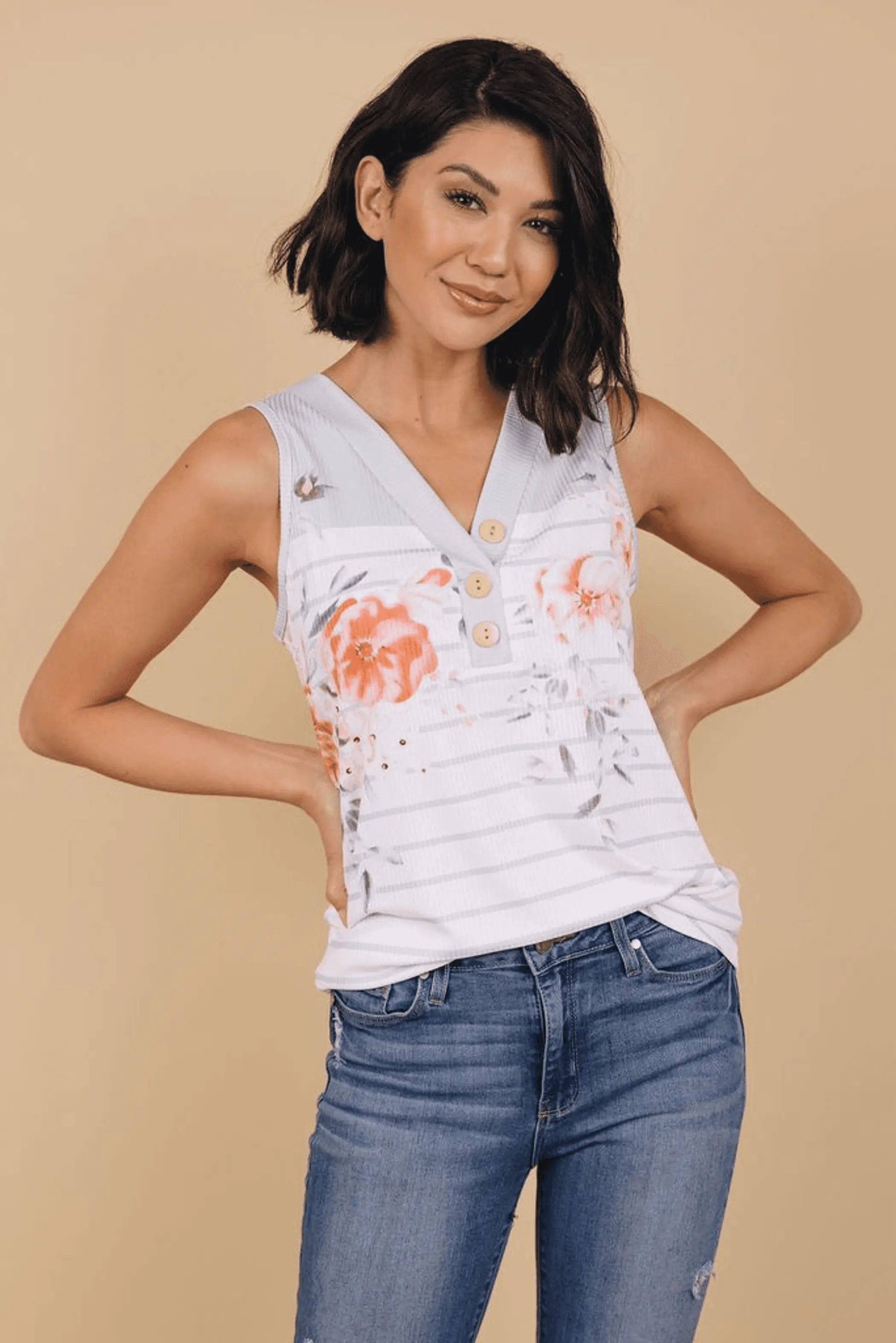 Vito Floral Striped Tank Stay Warm in Style