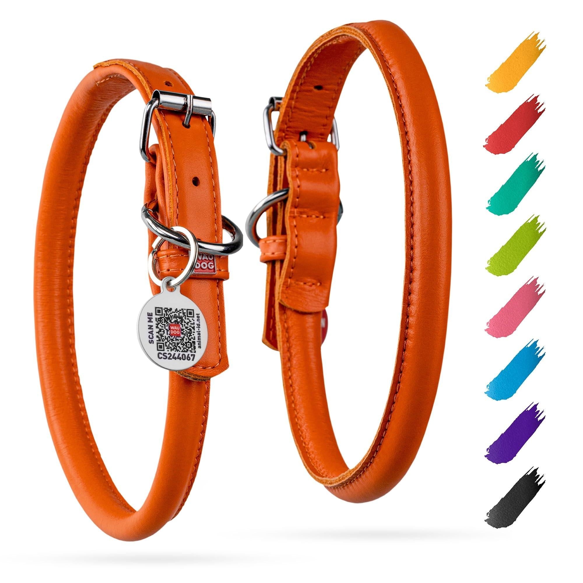 WAUDOG Ultra Soft Rolled Leather Dog Collar for Small Dogs   Soft Padded Dog Collars for Medium Dogs   Puppy Collars for Large Breed Dogs   Male and Female Dog Collar Waudog