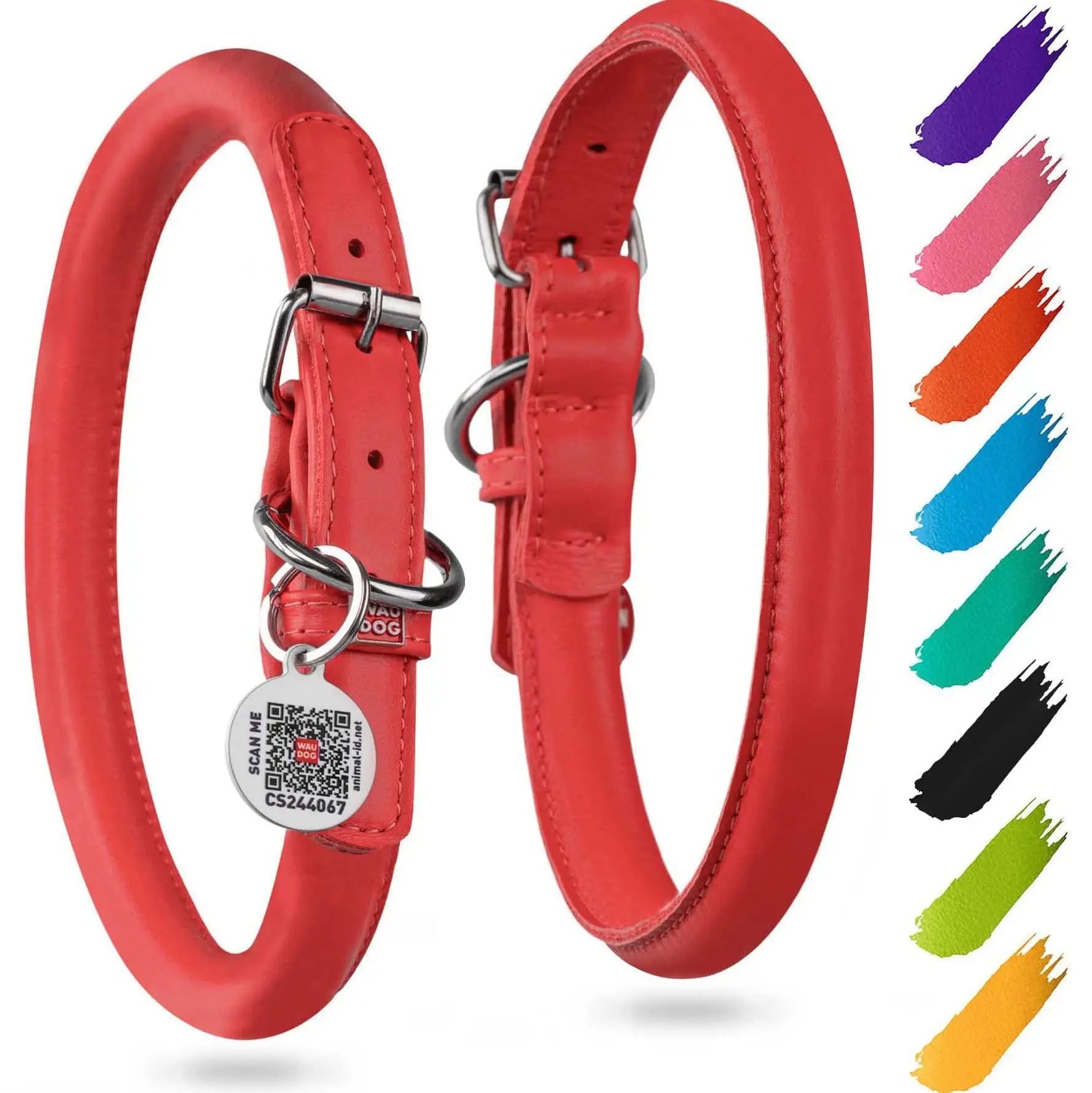 WAUDOG Ultra Soft Rolled Leather Dog Collar for Small Dogs   Soft Padded Dog Collars for Medium Dogs   Puppy Collars for Large Breed Dogs   Male and Female Dog Collar Waudog