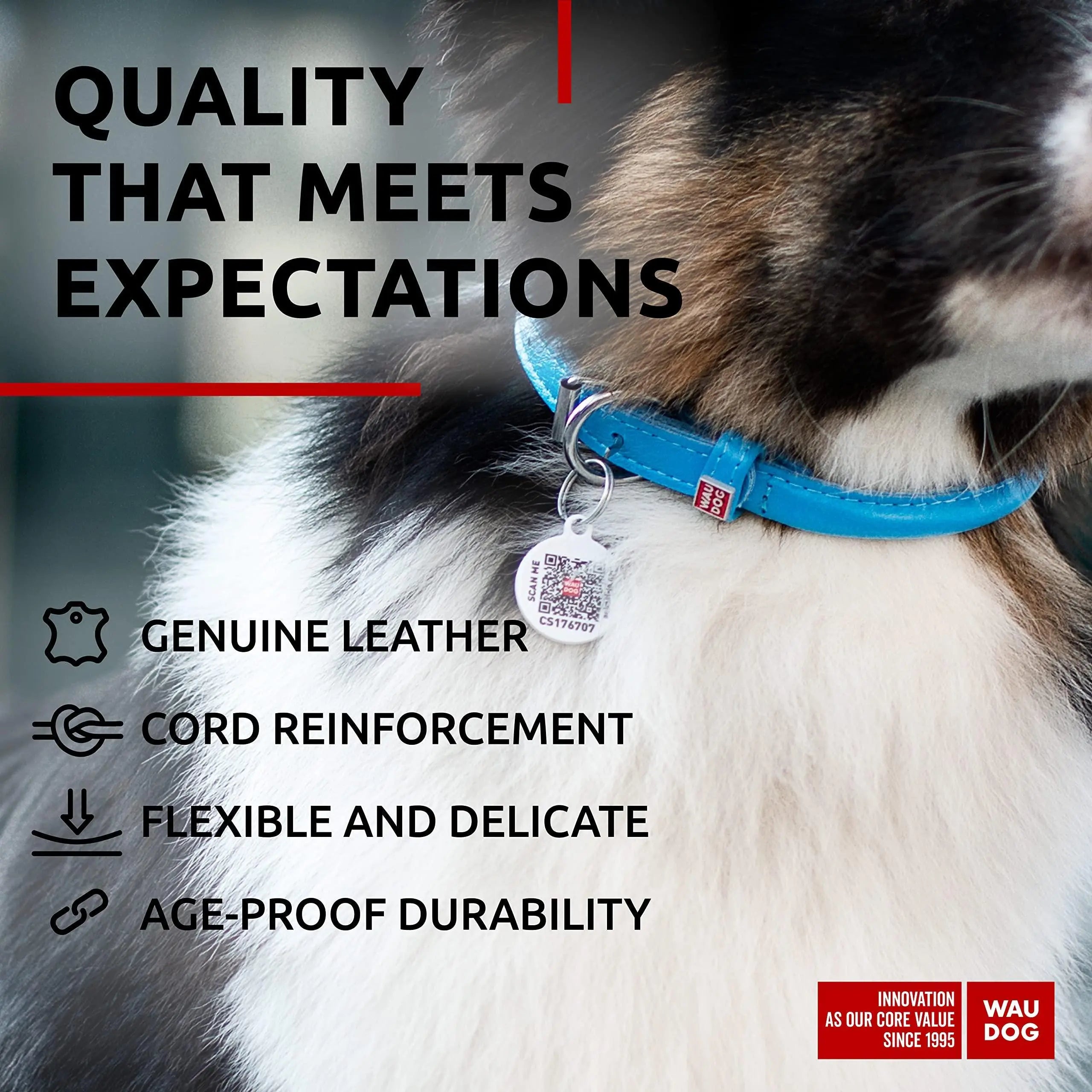 WAUDOG Ultra Soft Rolled Leather Dog Collar for Small Dogs   Soft Padded Dog Collars for Medium Dogs   Puppy Collars for Large Breed Dogs   Male and Female Dog Collar Waudog