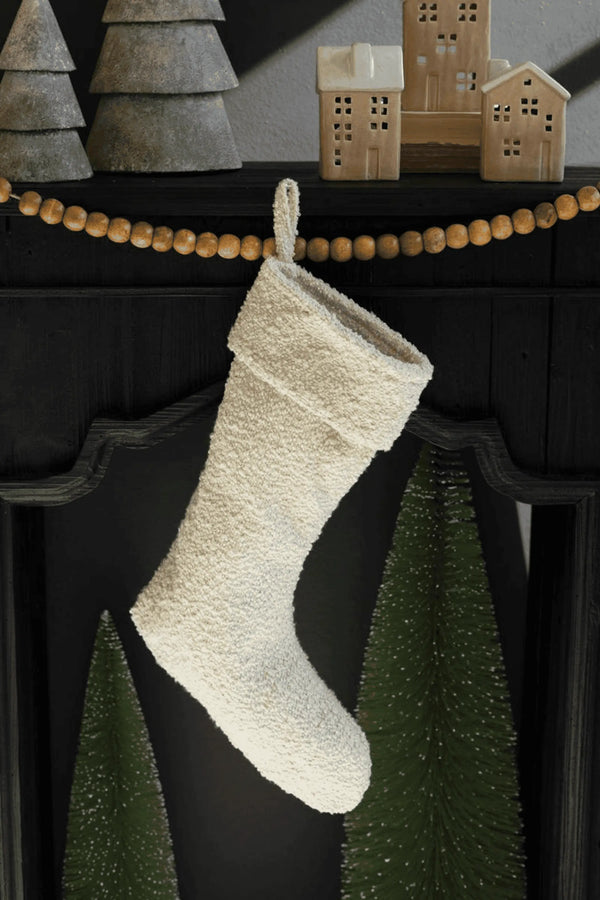 WHITE BOUCLE CHRISTMAS STOCKING Kalalou