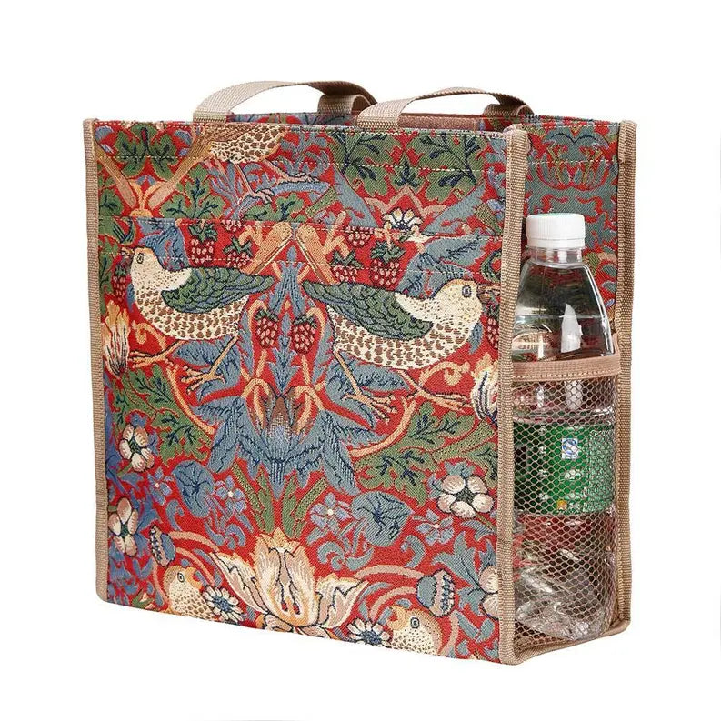 WILLIAM MORRIS STRAWBERRY THIEF RED SHOPPER BAG Signare USA