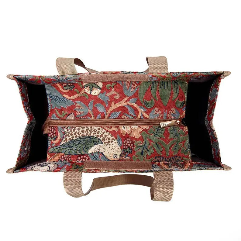 WILLIAM MORRIS STRAWBERRY THIEF RED SHOPPER BAG Signare USA