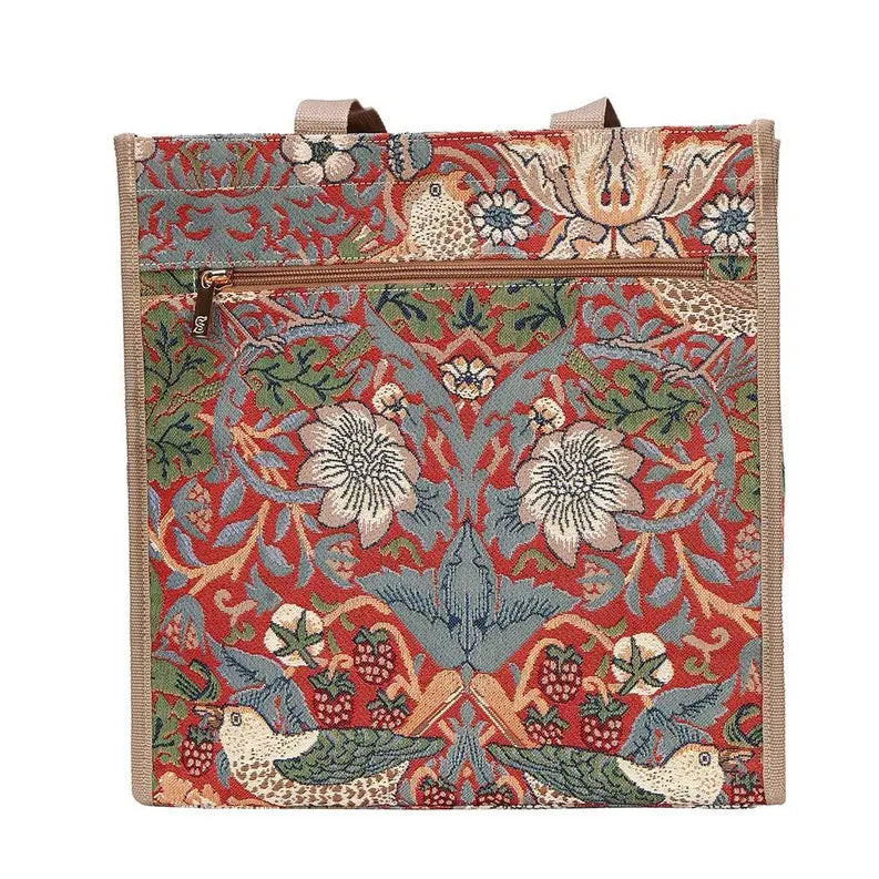 WILLIAM MORRIS STRAWBERRY THIEF RED SHOPPER BAG Signare USA