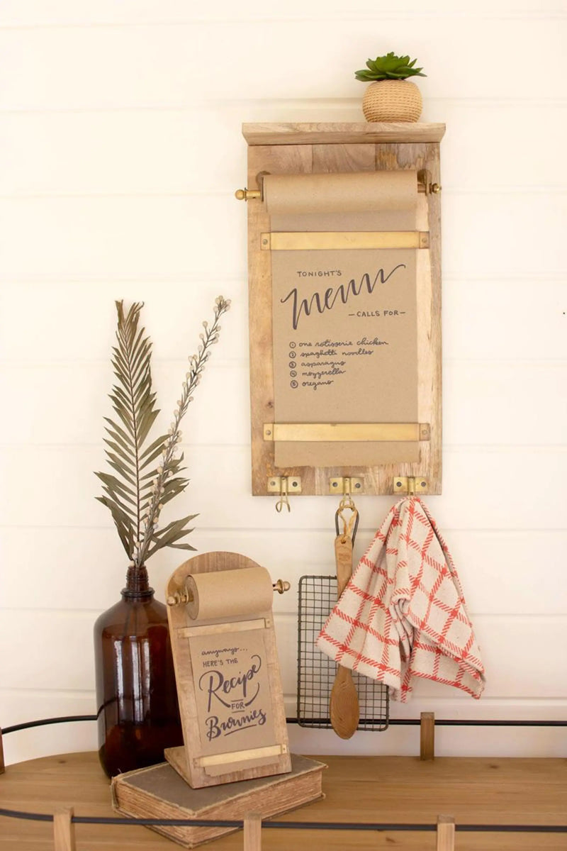 WOODEN WALL NOTE ROLL WITH COAT HOOKS Kalalou