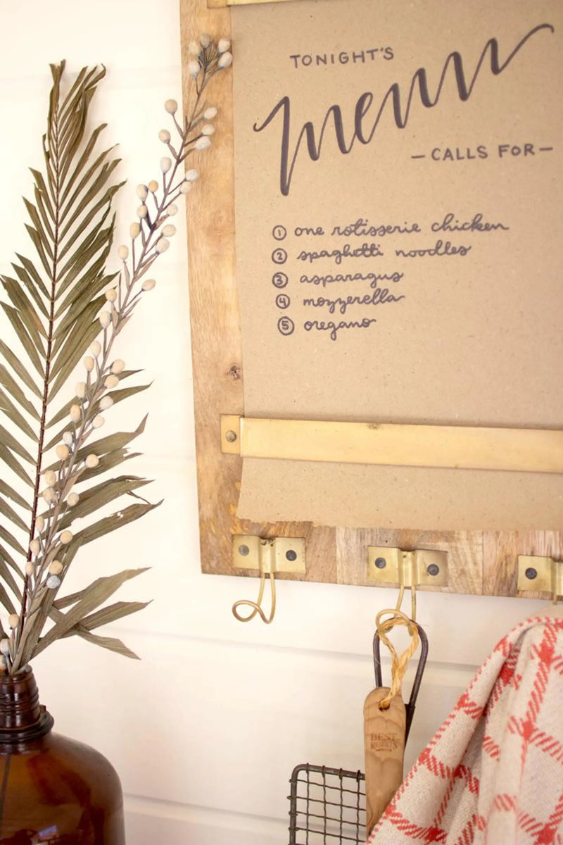 WOODEN WALL NOTE ROLL WITH COAT HOOKS Kalalou