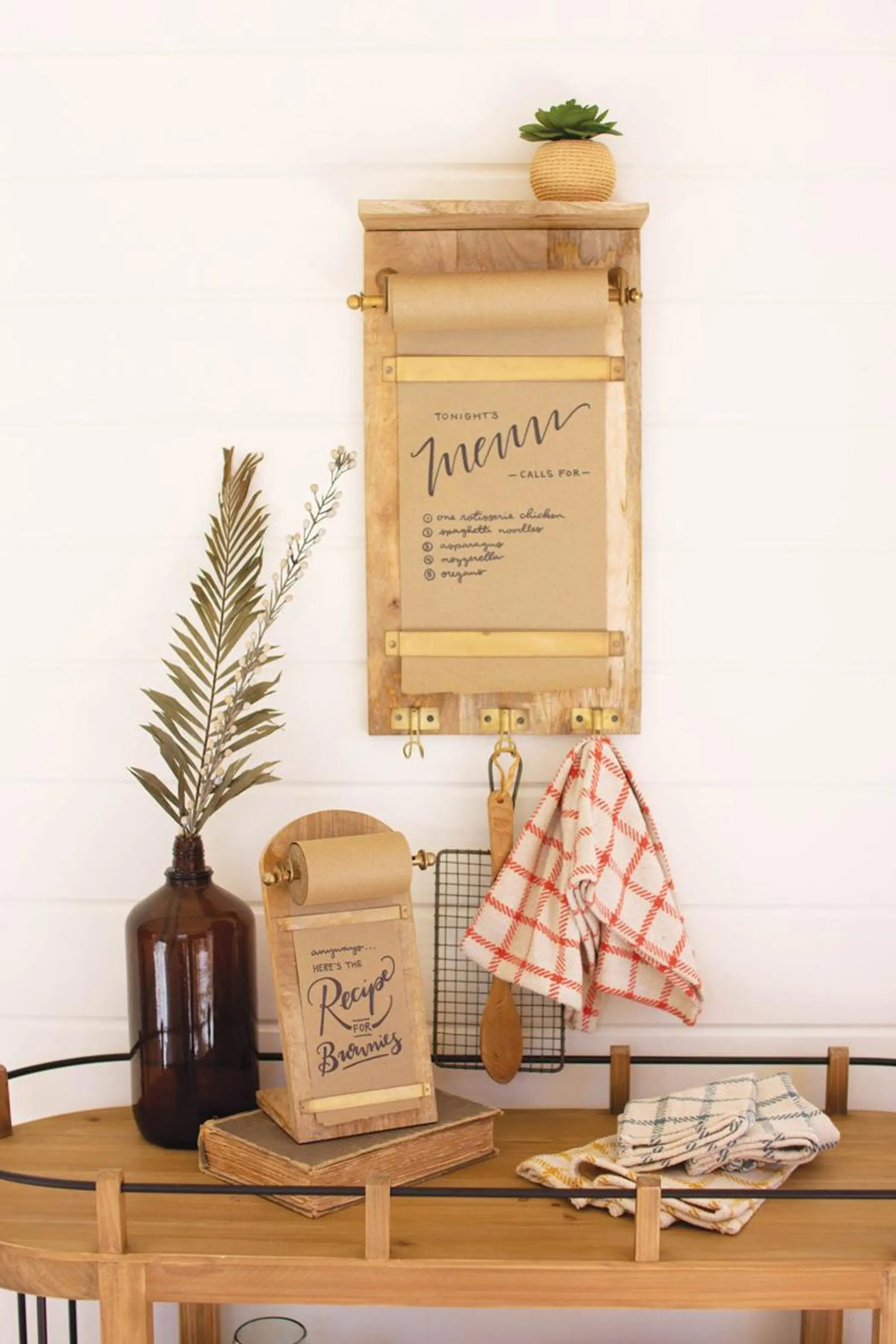 WOODEN WALL NOTE ROLL WITH COAT HOOKS Kalalou