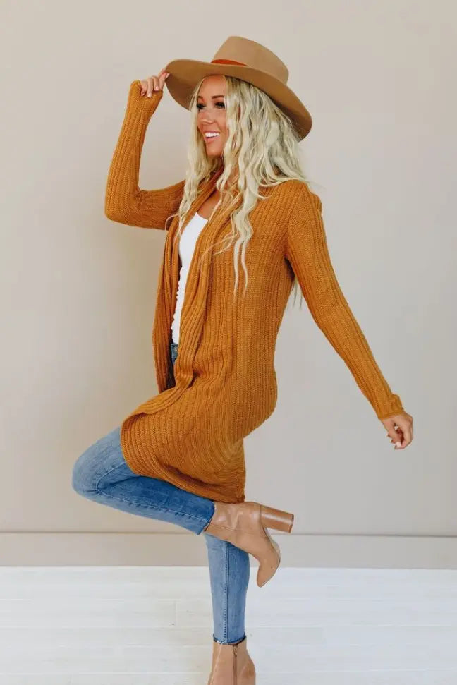Waffle Around Long Cardigan Stay Warm in Style