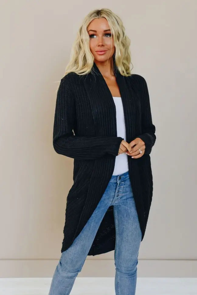 Waffle Around Long Cardigan Stay Warm in Style