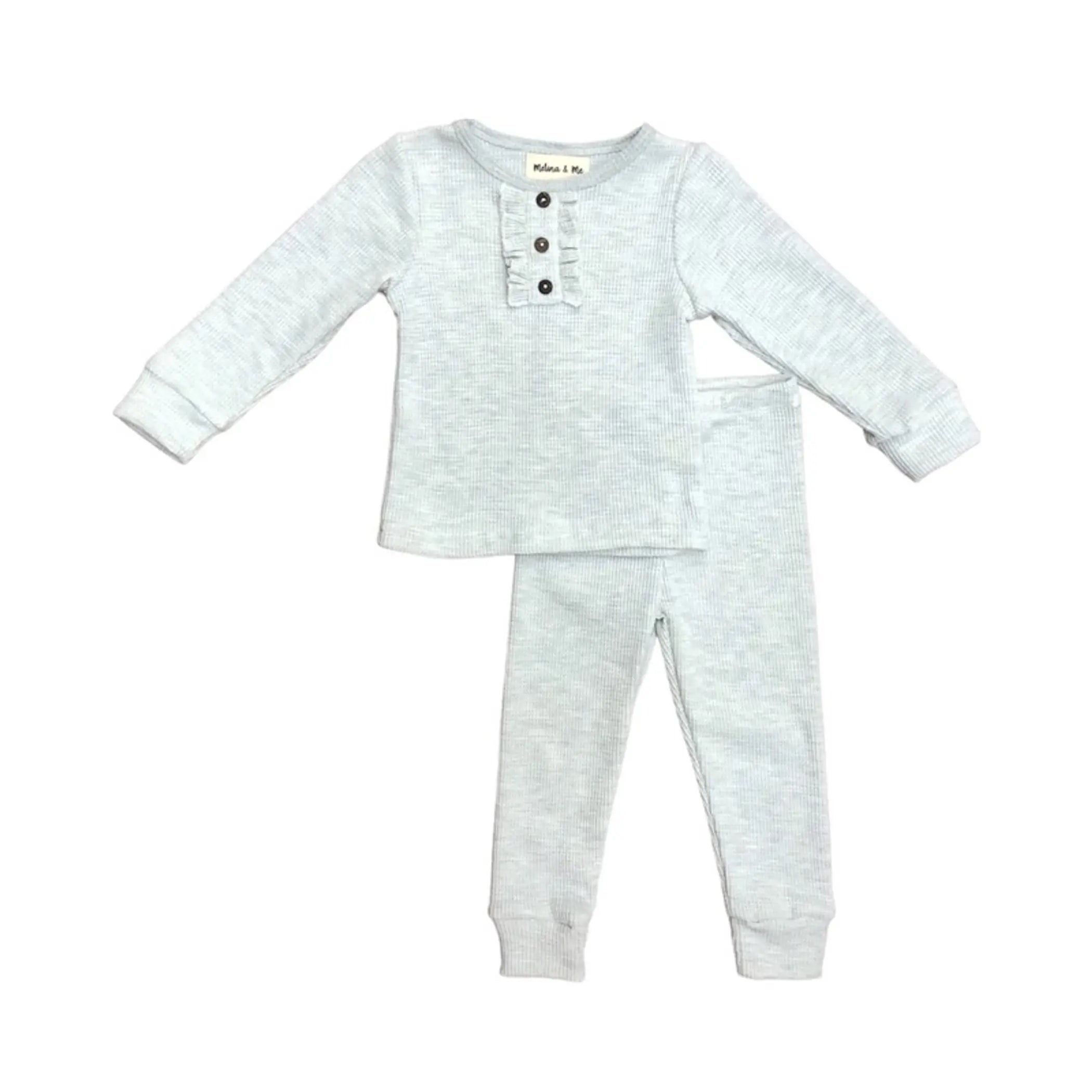 Waffle Knit Lounge Set (Gray) Melina & Me