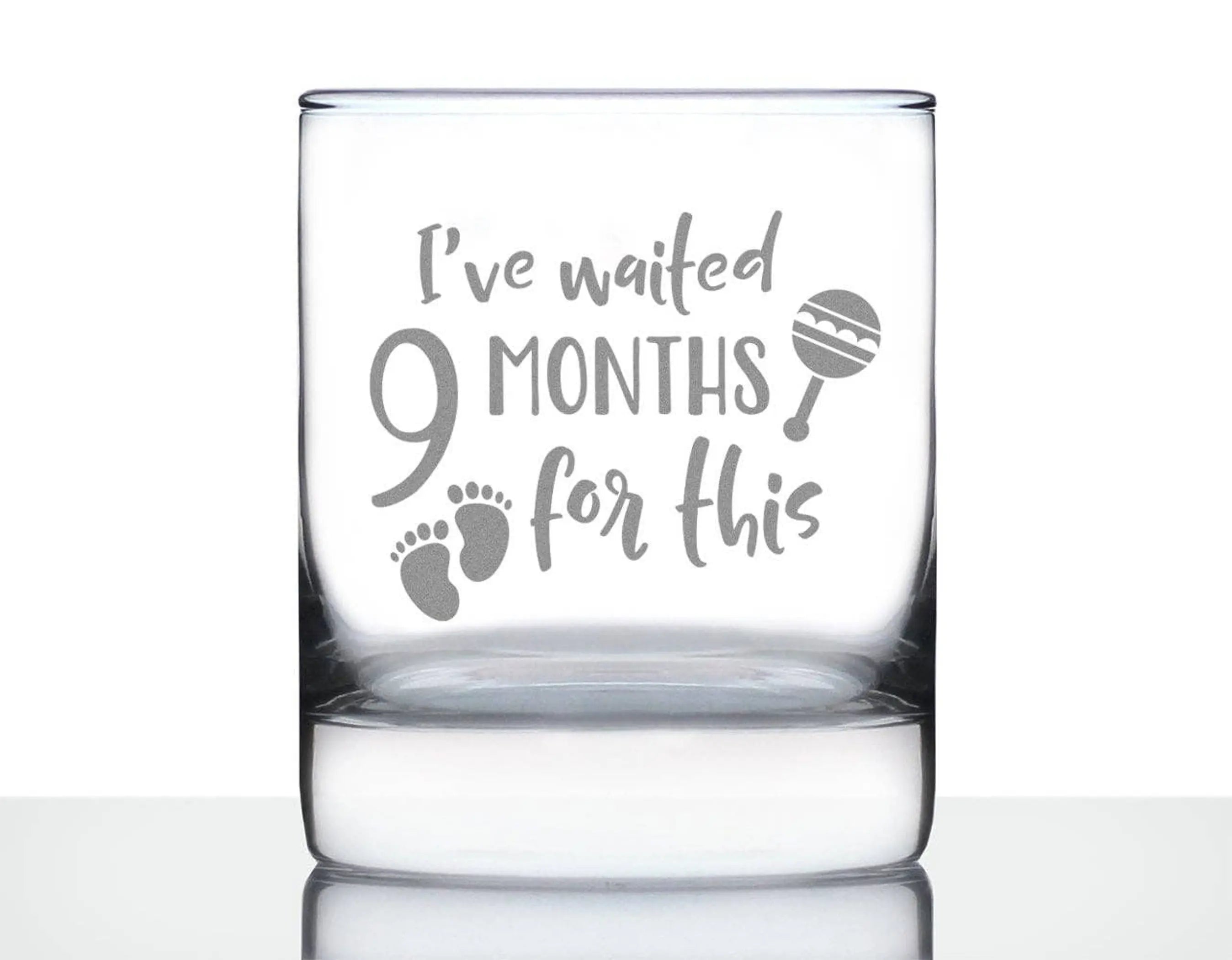Waited 9 Months Whiskey Rocks Glass - New Mom Push Gifts Bevvee