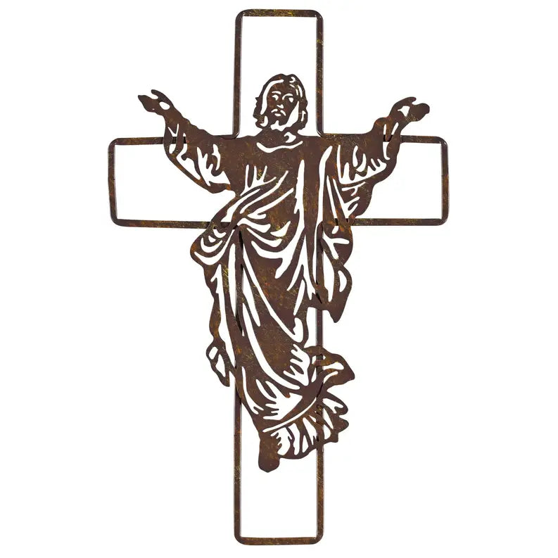 Wall Cross Jesus Brown Metal 15.75H Dicksons Inc
