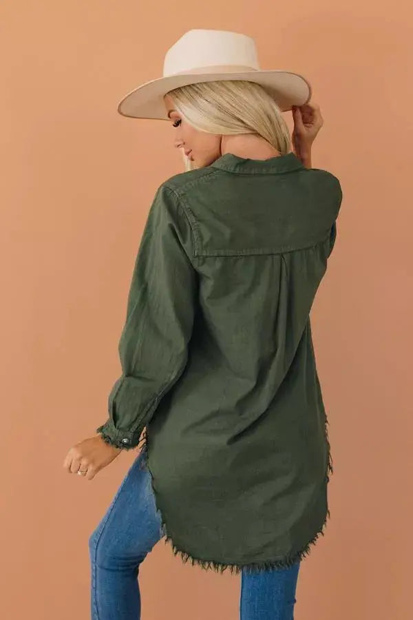 Wallace Denim Fringe Tunic Stay Warm in Style
