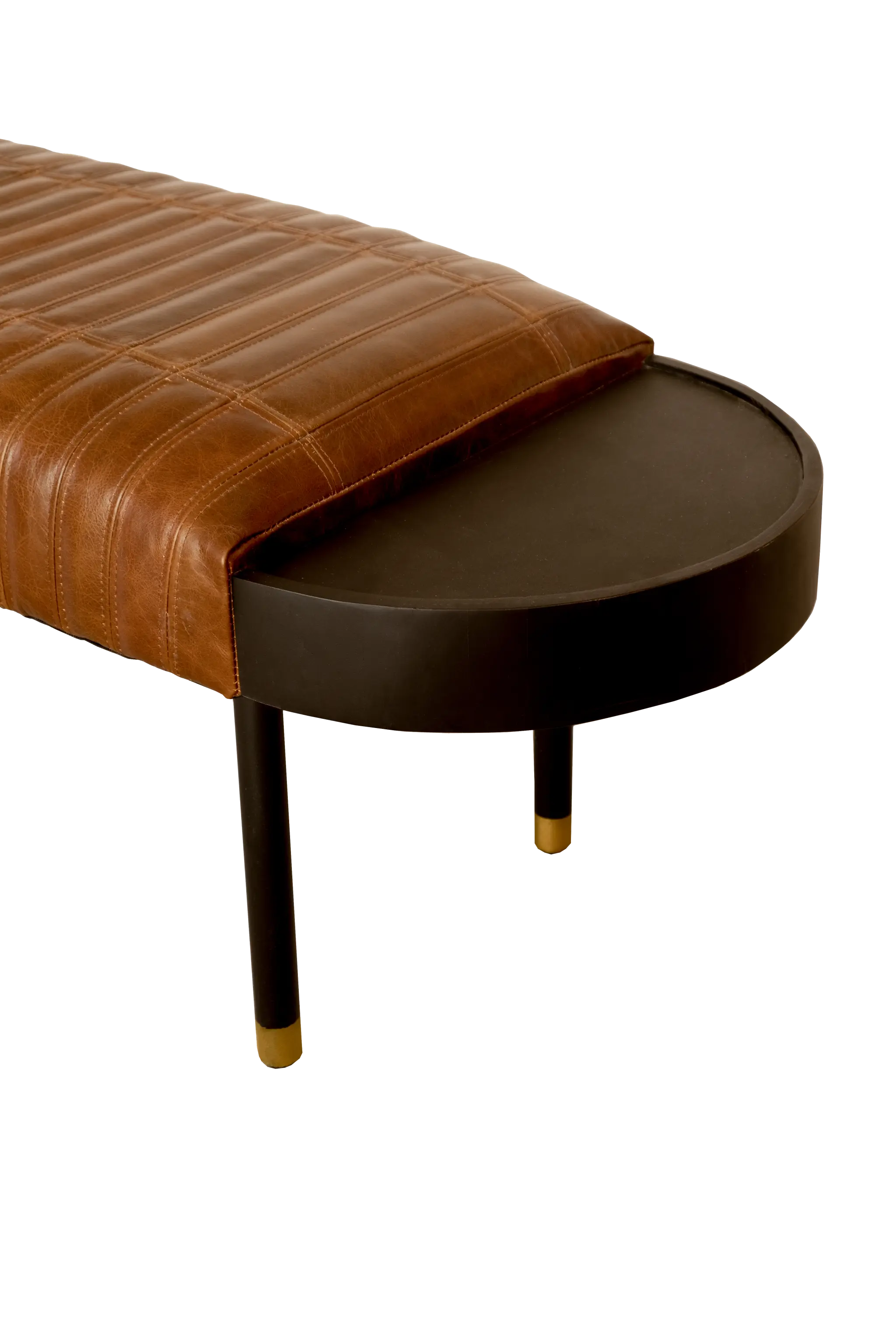 Warm Brown Leather And Solid Wood Bench Homeroots Living Room