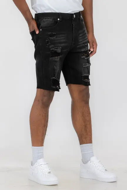 Washed Distressed Denim Shorts WEIV