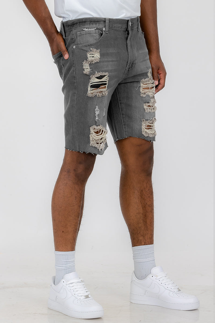 Washed Distressed Denim Shorts WEIV