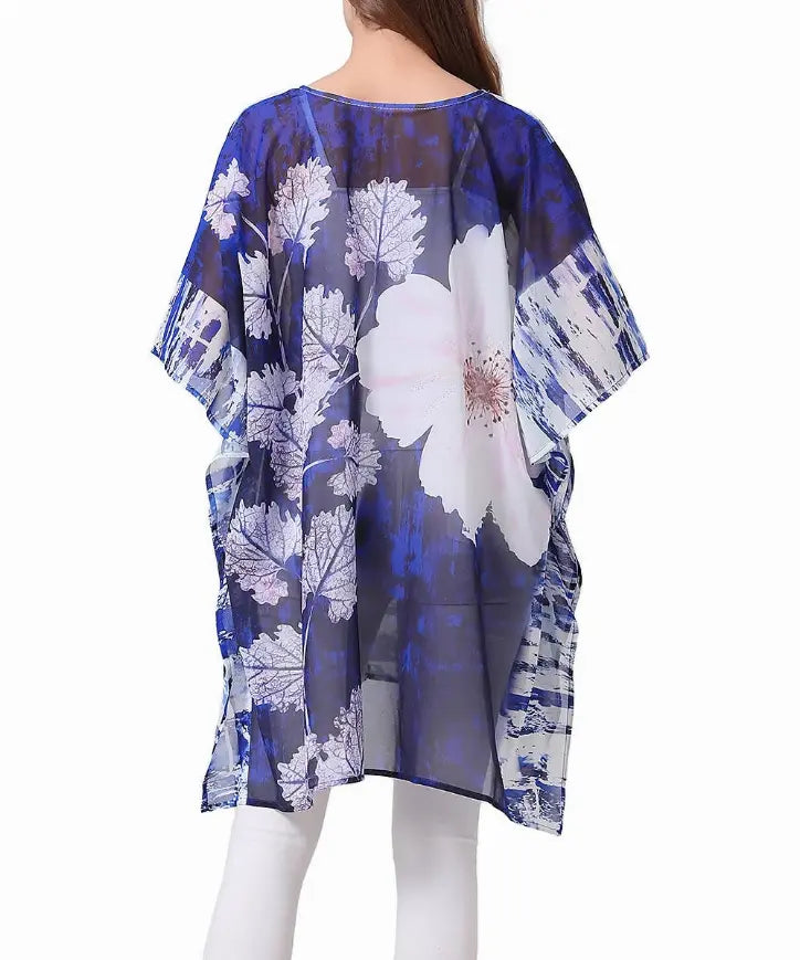 Watercolor Painting V-Neck Floral Tunic JC Sunny Fashion