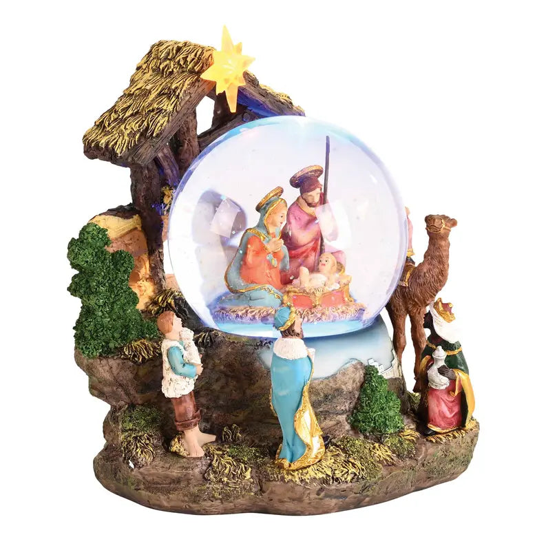 Waterglobe Music Lighted Away In Manger Dicksons Inc