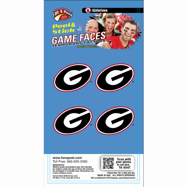 Waterless Peel & Stick Temporary Tattoos Fan-A-Peel / Gamesfaces Innovative Adhesives, LLC