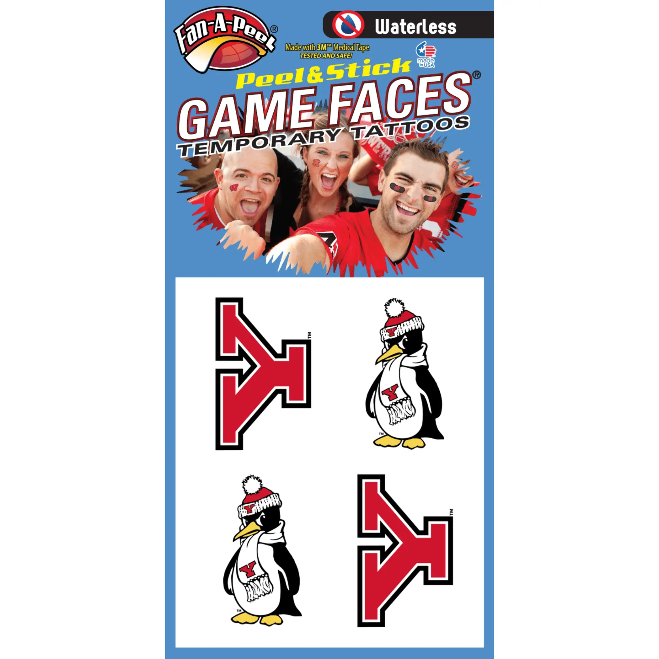 Waterless Peel & Stick Temporary Tattoos Fan-A-Peel / Gamesfaces Innovative Adhesives, LLC