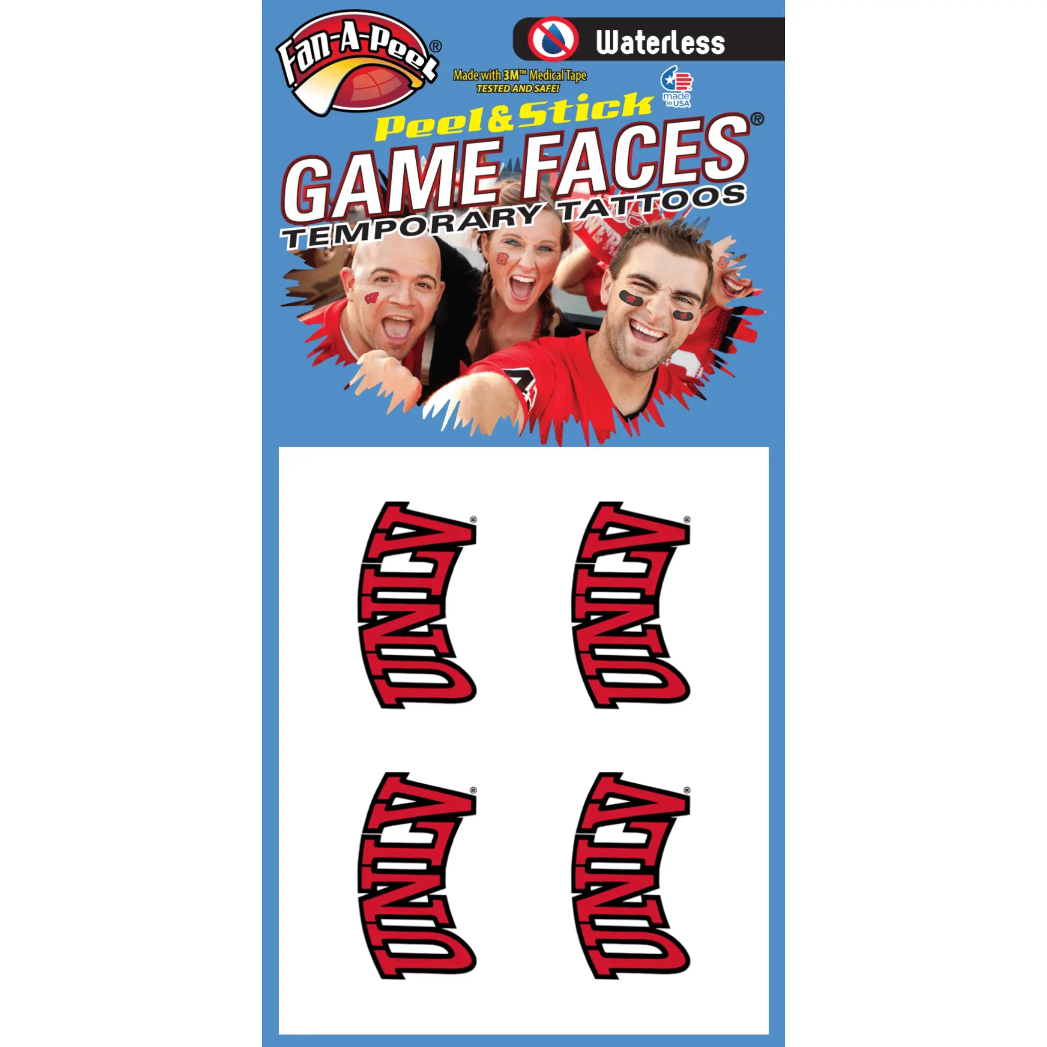 Waterless Peel & Stick Temporary Tattoos Fan-A-Peel / Gamesfaces Innovative Adhesives, LLC