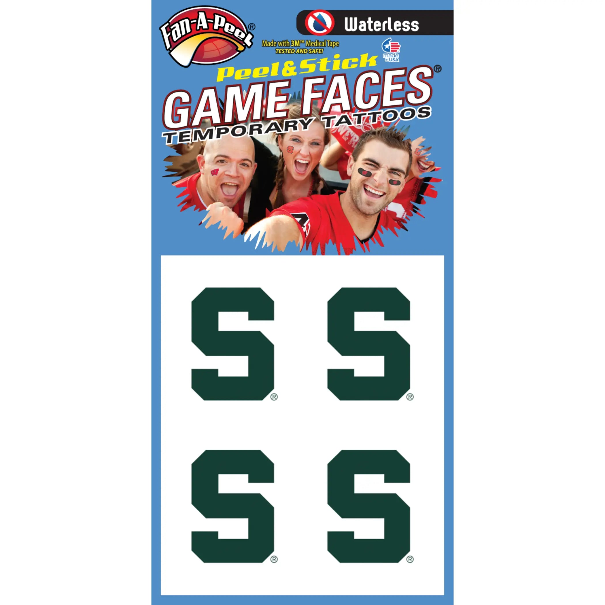 Waterless Peel & Stick Temporary Tattoos Fan-A-Peel / Gamesfaces Innovative Adhesives, LLC