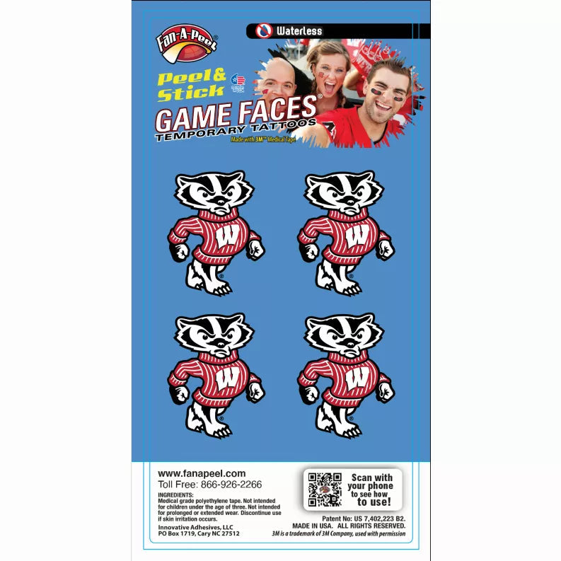 Waterless Peel & Stick Temporary Tattoos Fan-A-Peel / Gamesfaces Innovative Adhesives, LLC