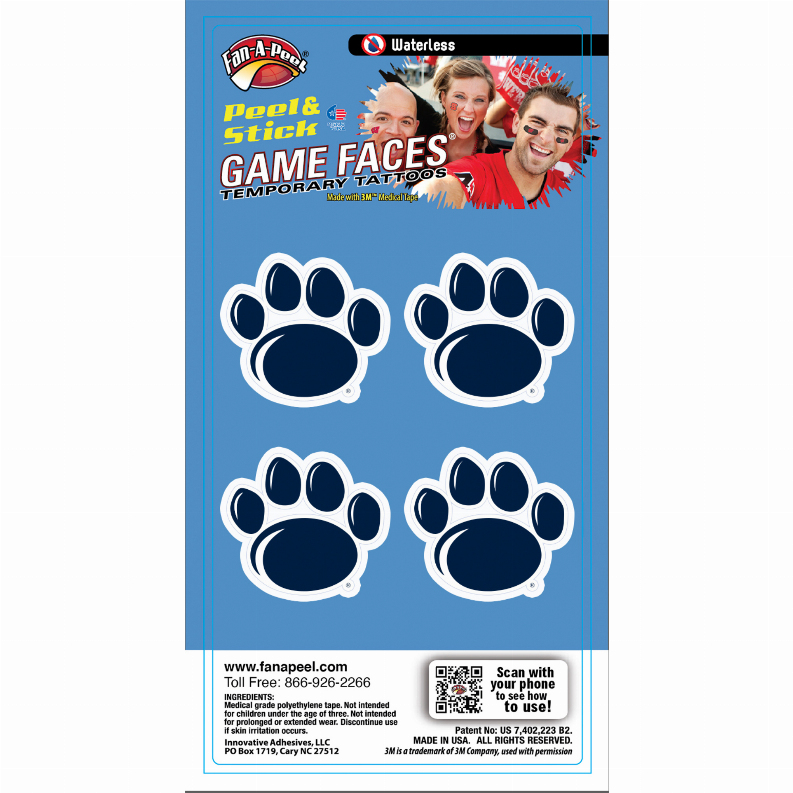 Waterless Peel & Stick Temporary Tattoos Fan-A-Peel / Gamesfaces Innovative Adhesives, LLC