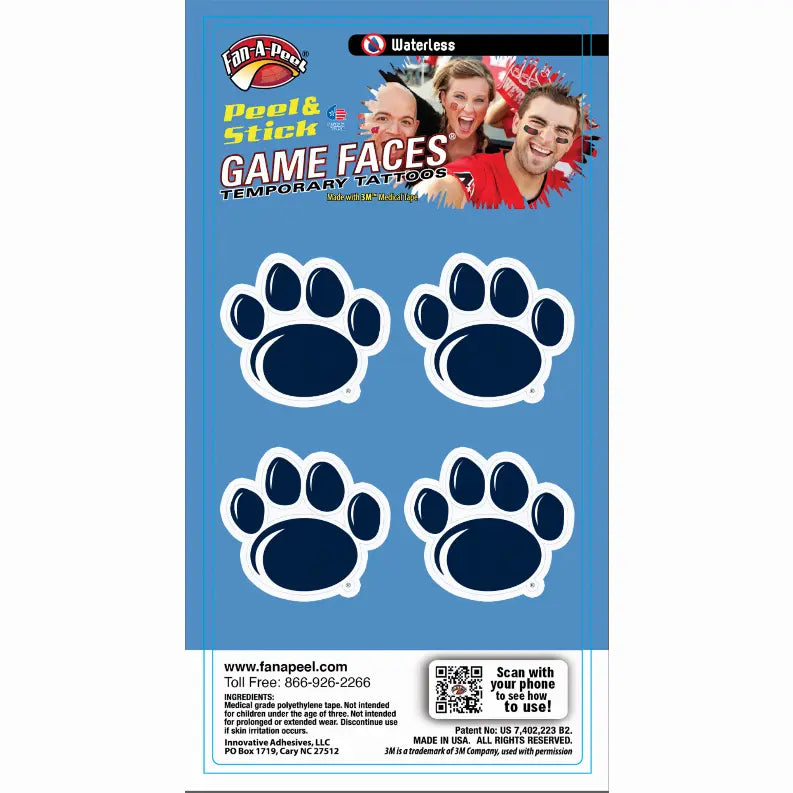 Waterless Peel & Stick Temporary Tattoos Fan-A-Peel / Gamesfaces Innovative Adhesives, LLC