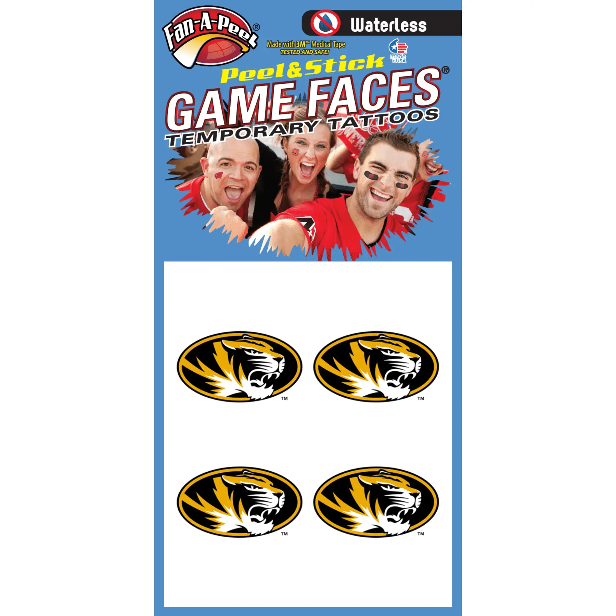 Waterless Peel & Stick Temporary Tattoos Fan-A-Peel / Gamesfaces Innovative Adhesives, LLC