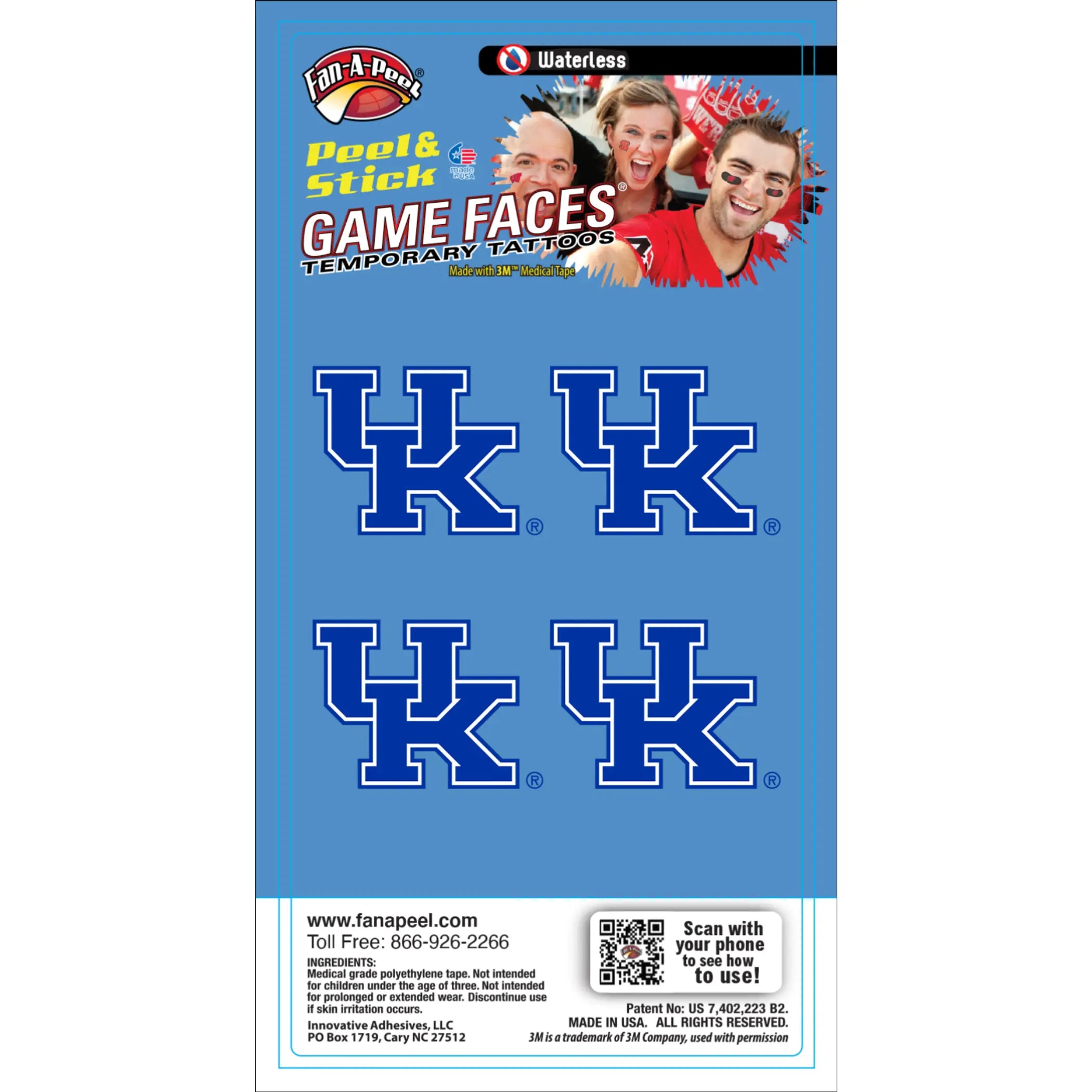 Waterless Peel & Stick Temporary Tattoos Fan-A-Peel / Gamesfaces Innovative Adhesives, LLC