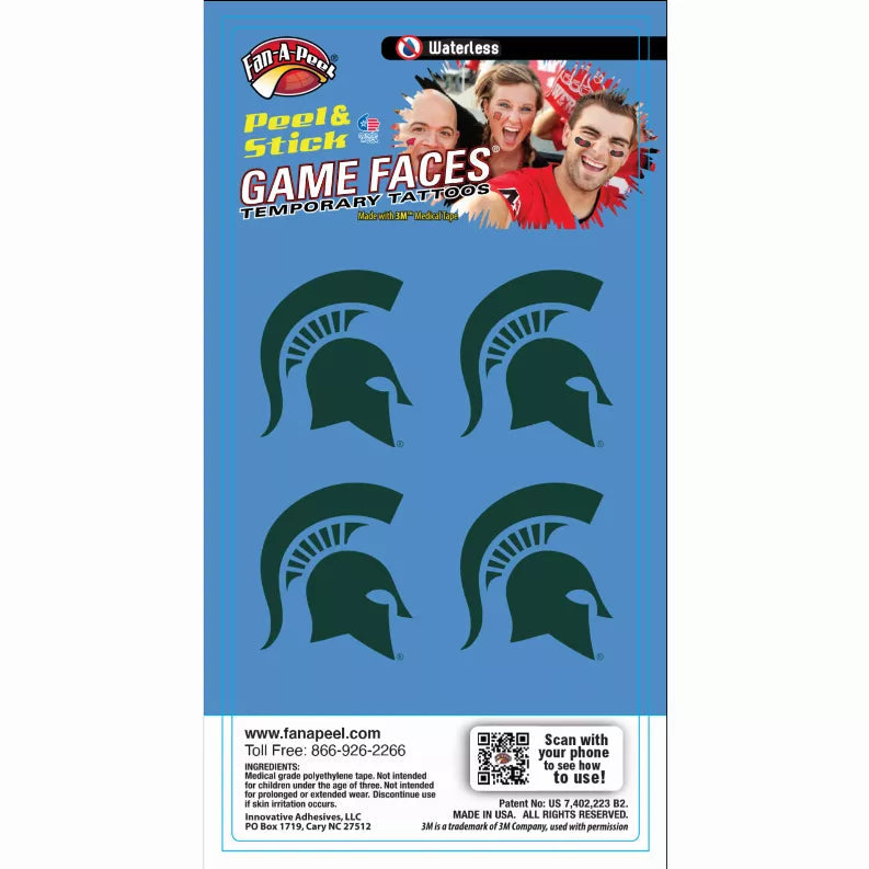 Waterless Peel & Stick Temporary Tattoos Fan-A-Peel / Gamesfaces Innovative Adhesives, LLC