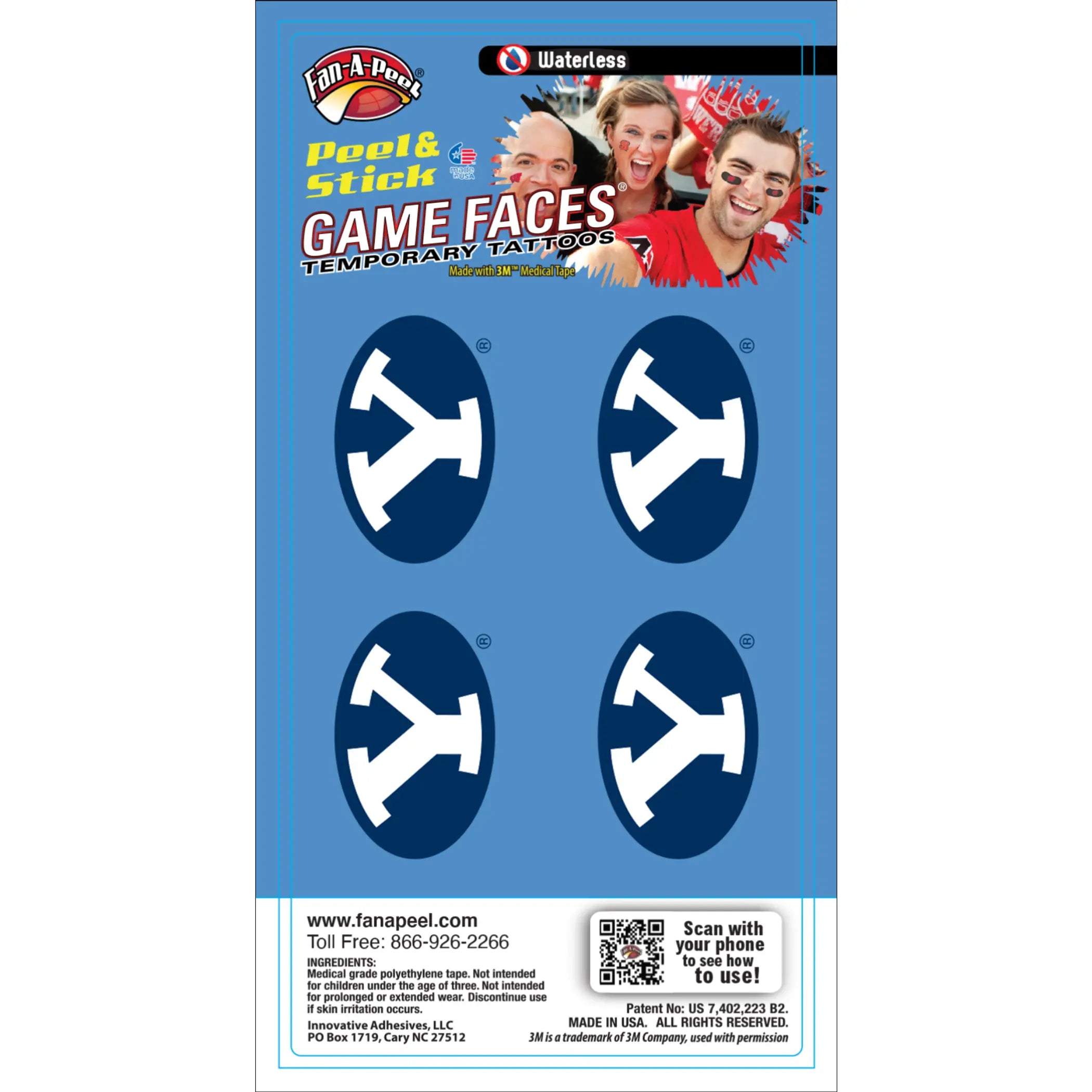 Waterless Peel & Stick Temporary Tattoos Fan-A-Peel / Gamesfaces Innovative Adhesives, LLC