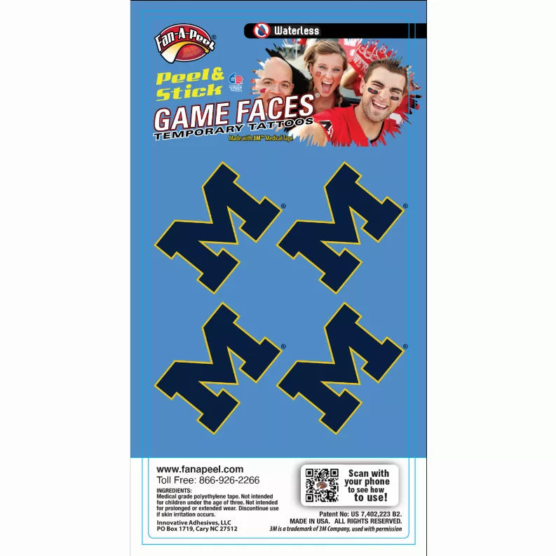 Waterless Peel & Stick Temporary Tattoos Fan-A-Peel / Gamesfaces Innovative Adhesives, LLC