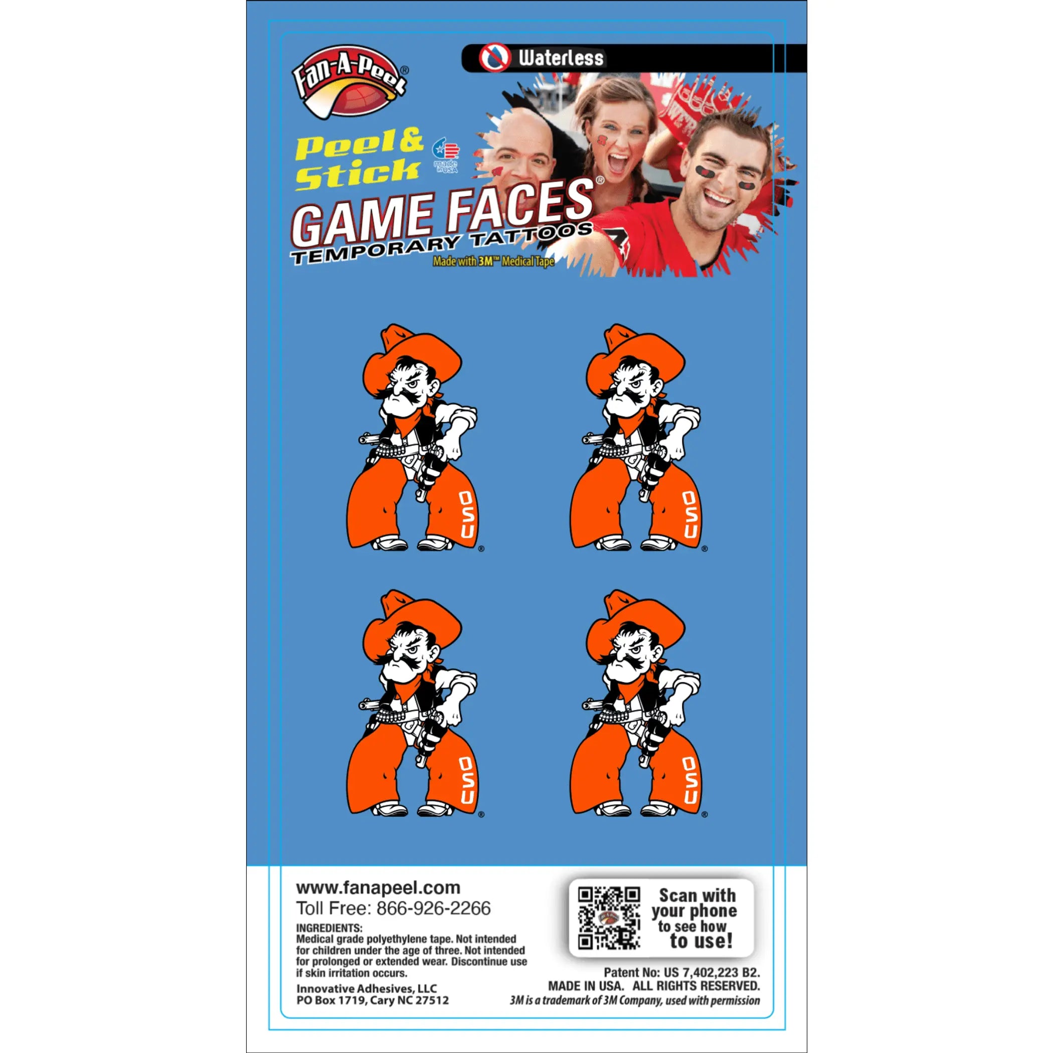 Waterless Peel & Stick Temporary Tattoos Fan-A-Peel / Gamesfaces Innovative Adhesives, LLC