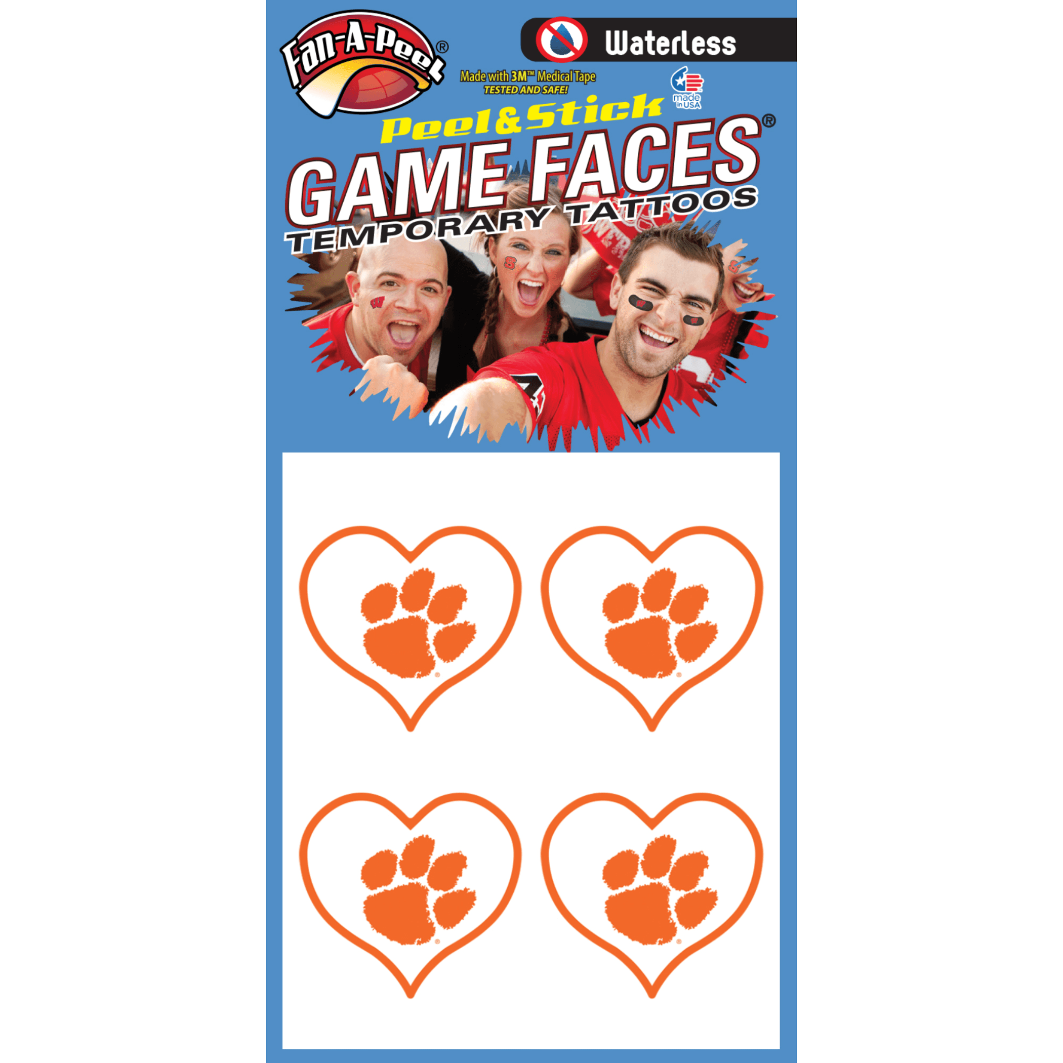 Waterless Peel & Stick Temporary Tattoos Fan-A-Peel / Gamesfaces Innovative Adhesives, LLC