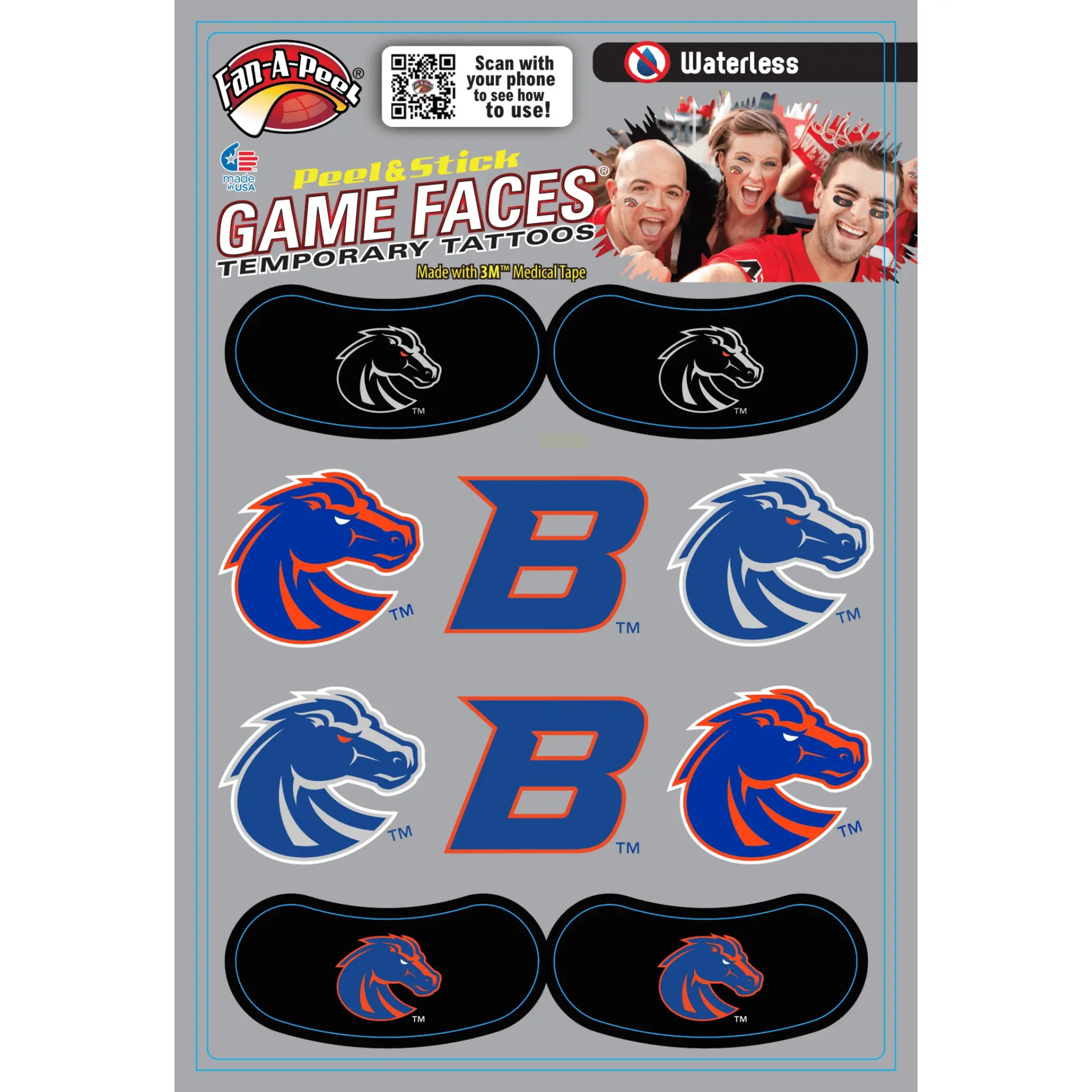 Waterless Peel & Stick Temporary Tattoos Fan-A-Peel / Gamesfaces Innovative Adhesives, LLC