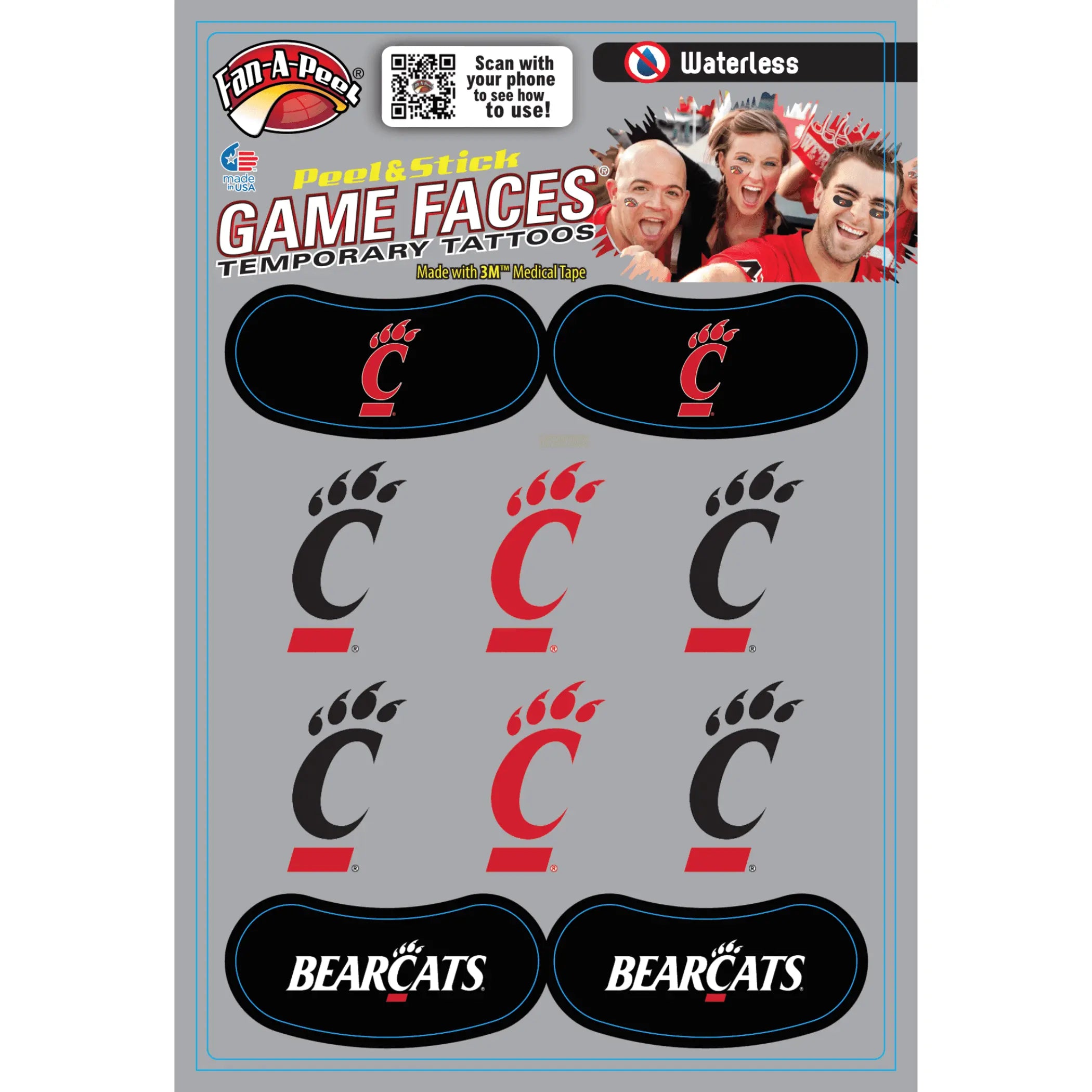 Waterless Peel & Stick Temporary Tattoos Fan-A-Peel / Gamesfaces Innovative Adhesives, LLC