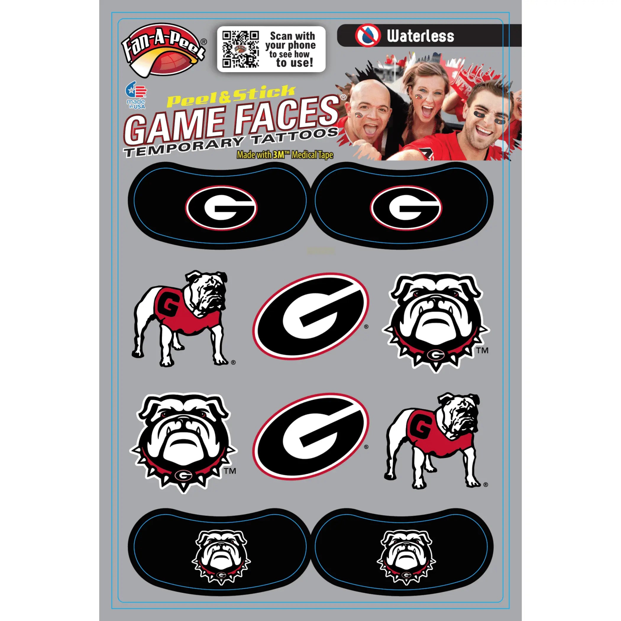 Waterless Peel & Stick Temporary Tattoos Fan-A-Peel / Gamesfaces Innovative Adhesives, LLC