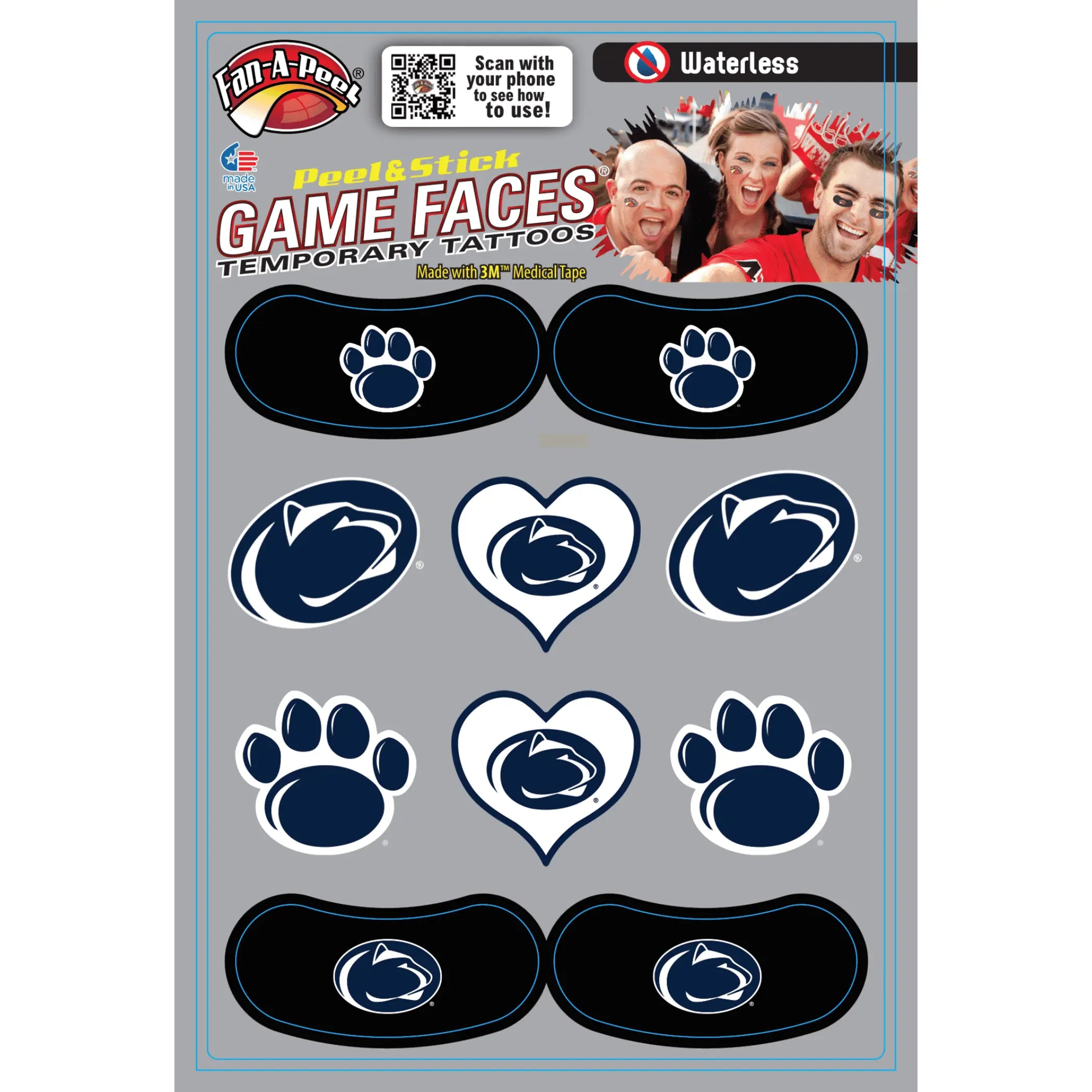 Waterless Peel & Stick Temporary Tattoos Fan-A-Peel / Gamesfaces Innovative Adhesives, LLC