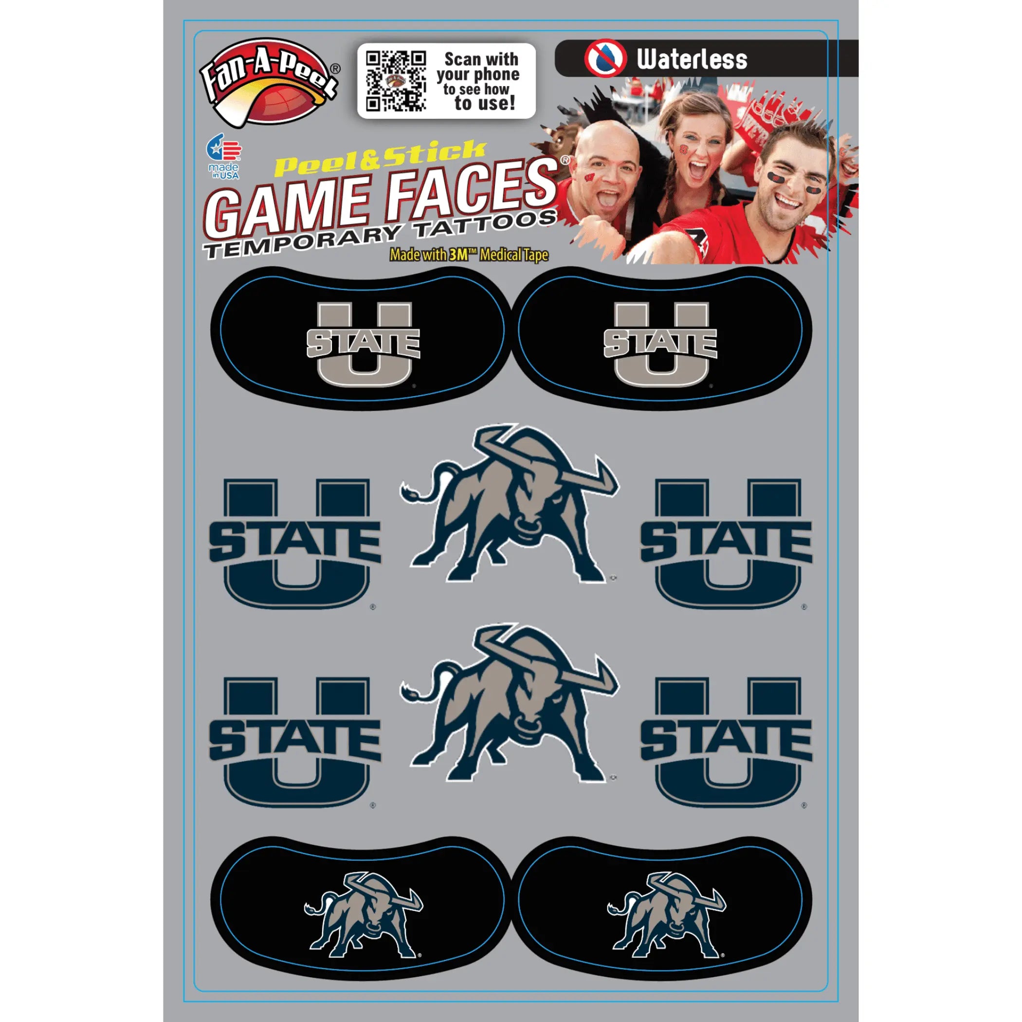 Waterless Peel & Stick Temporary Tattoos Fan-A-Peel / Gamesfaces Innovative Adhesives, LLC