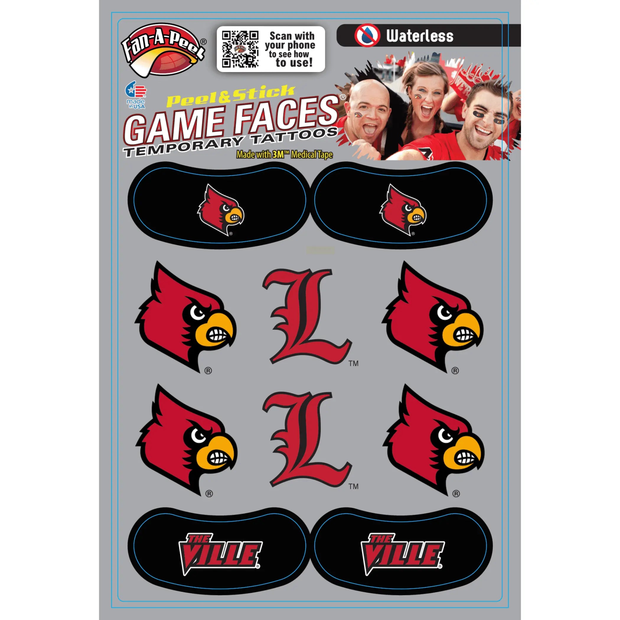 Waterless Peel & Stick Temporary Tattoos Fan-A-Peel / Gamesfaces Innovative Adhesives, LLC