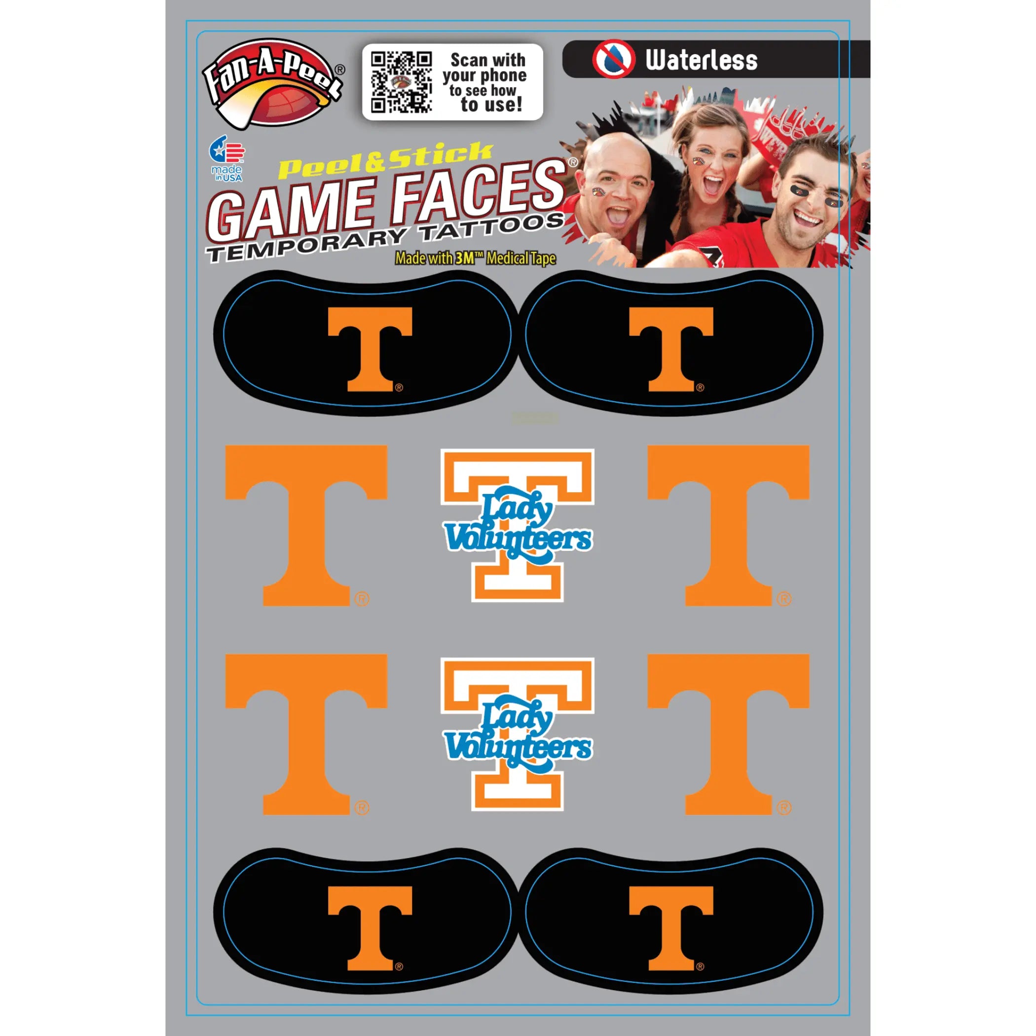 Waterless Peel & Stick Temporary Tattoos Fan-A-Peel / Gamesfaces Innovative Adhesives, LLC