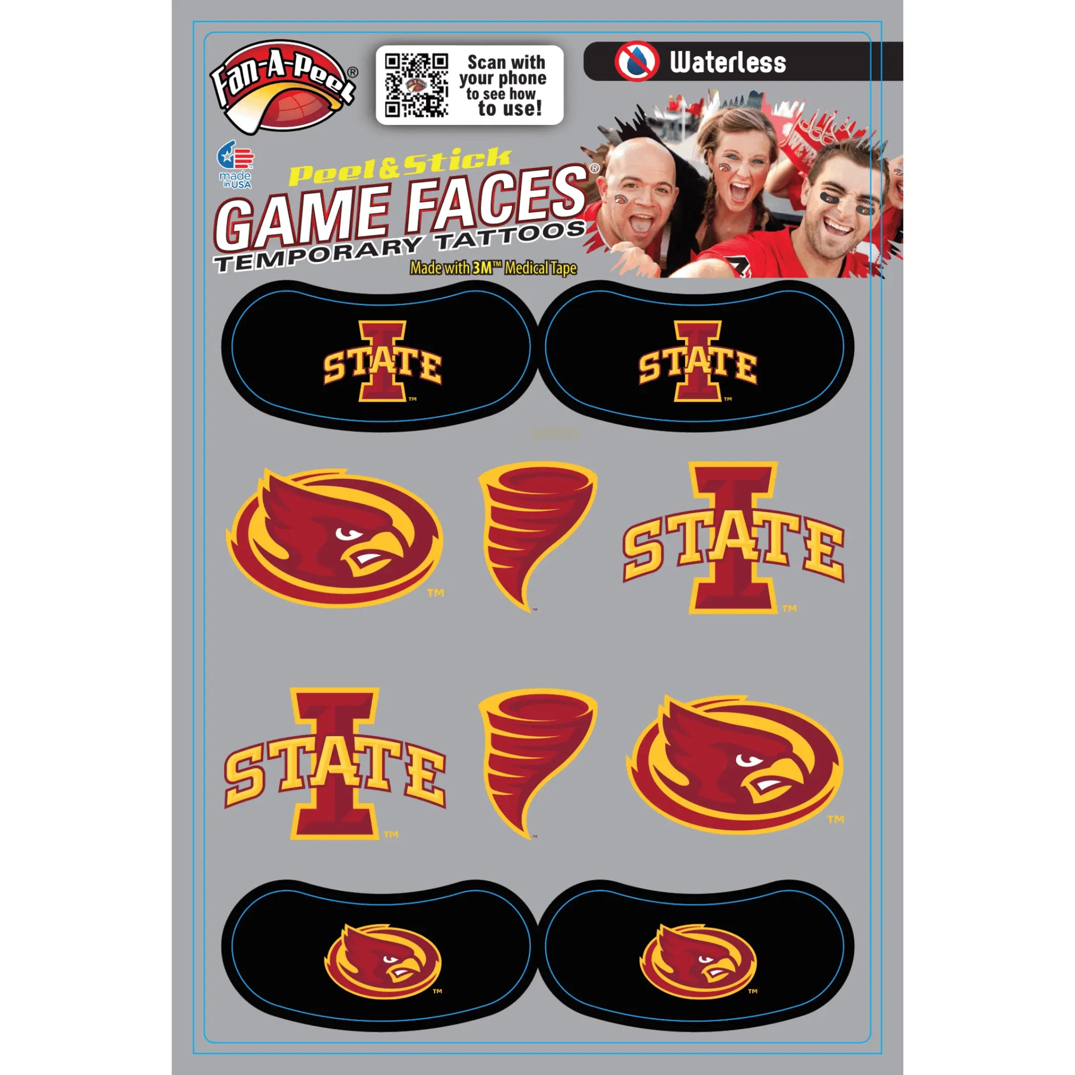 Waterless Peel & Stick Temporary Tattoos Fan-A-Peel / Gamesfaces Innovative Adhesives, LLC