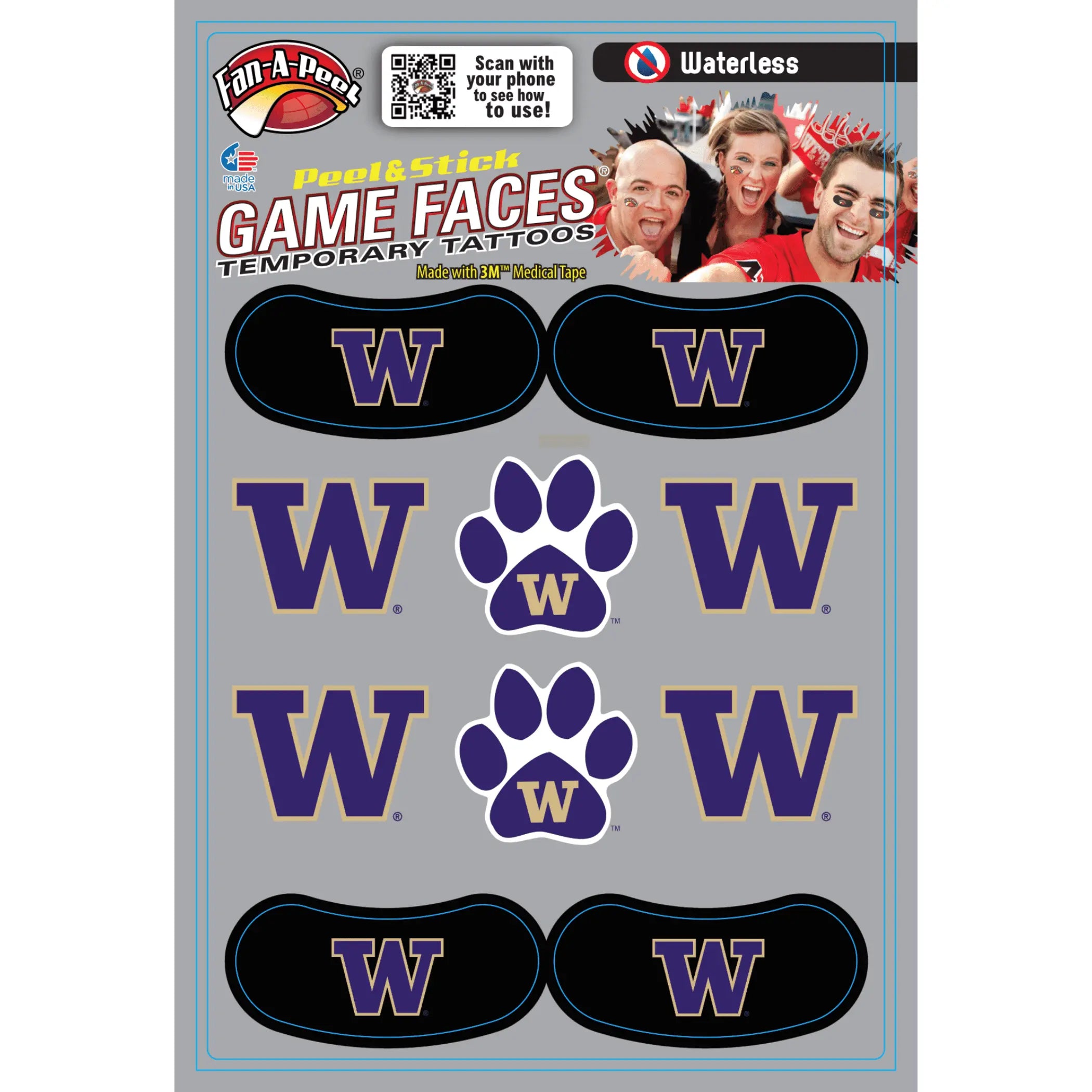Waterless Peel & Stick Temporary Tattoos Fan-A-Peel / Gamesfaces Innovative Adhesives, LLC
