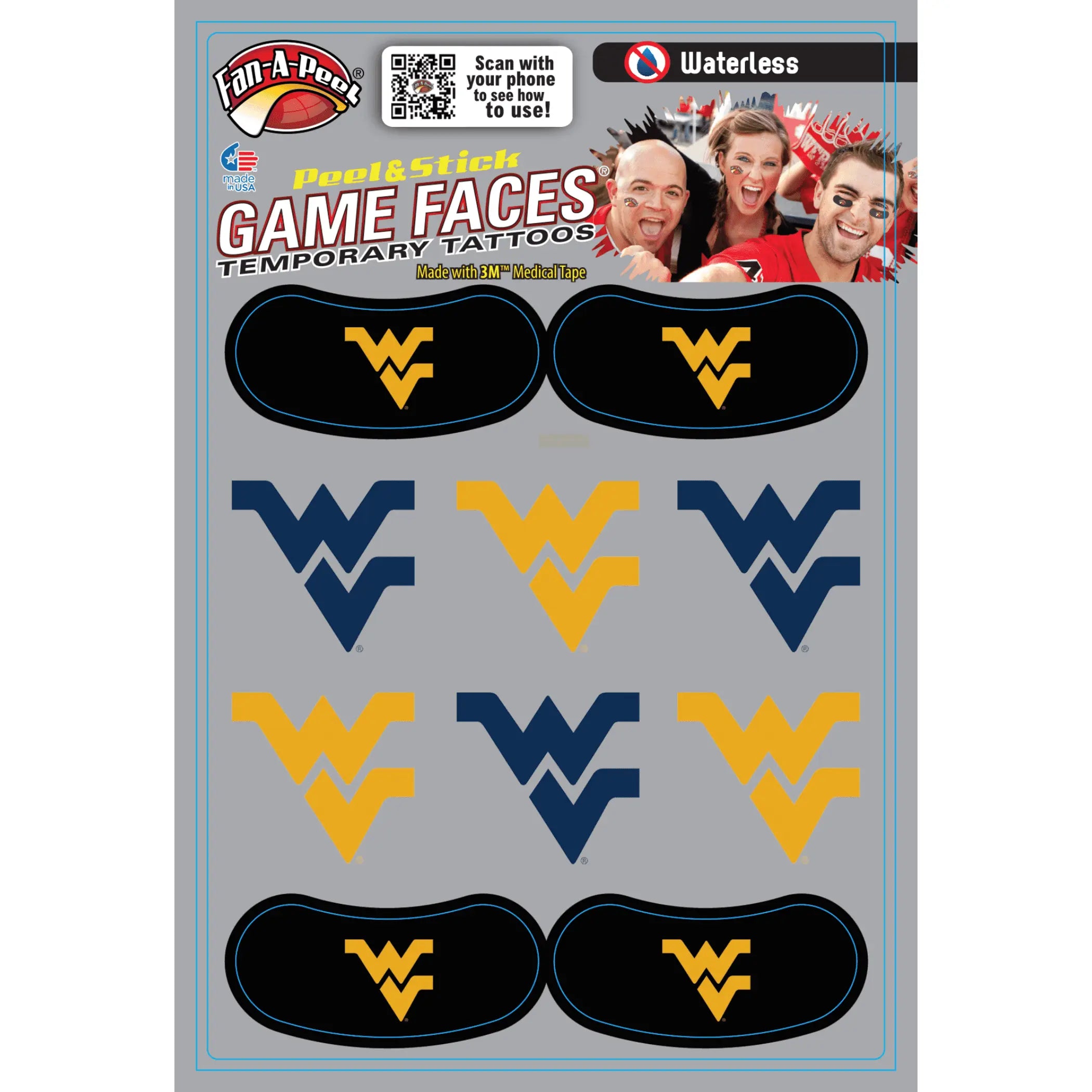 Waterless Peel & Stick Temporary Tattoos Fan-A-Peel / Gamesfaces Innovative Adhesives, LLC