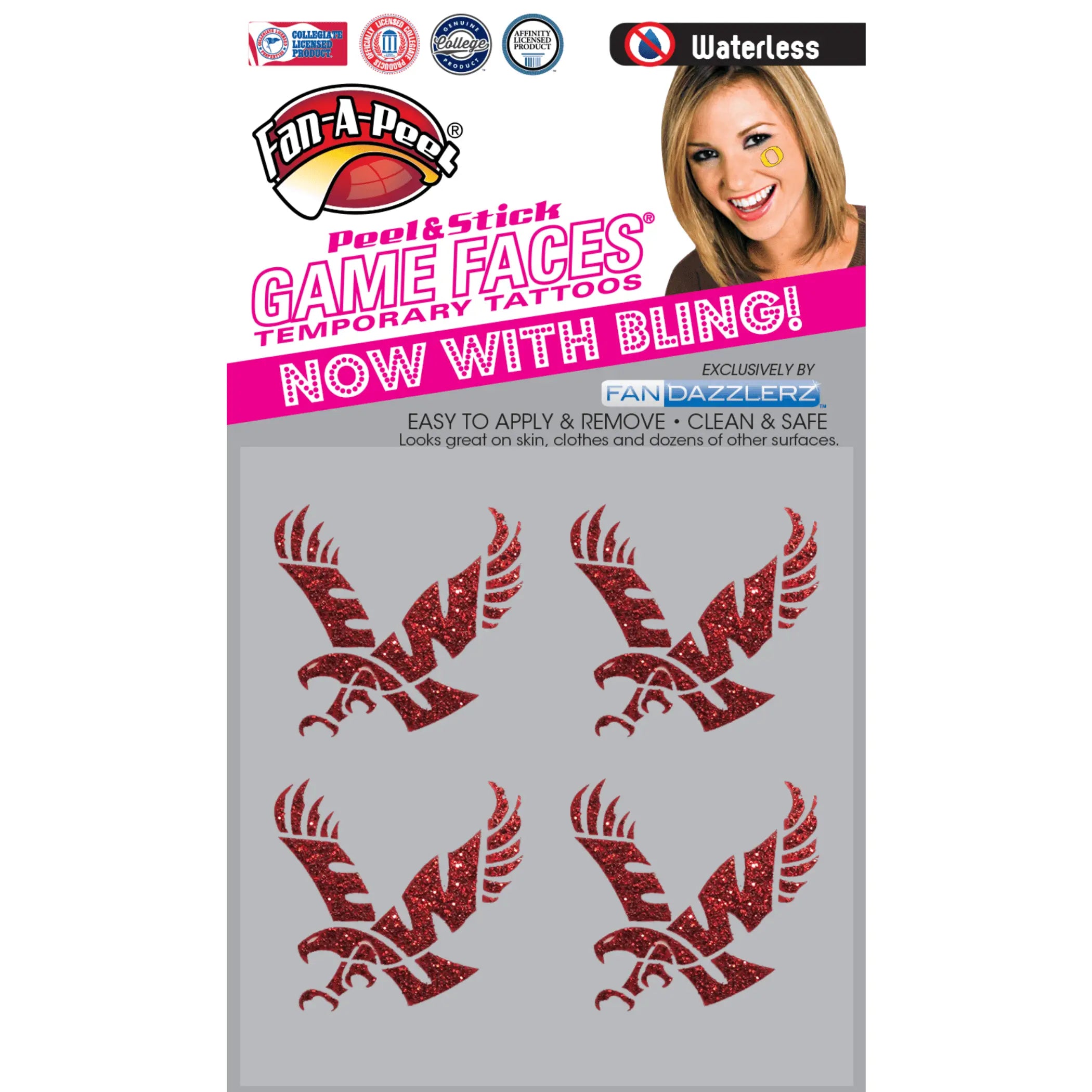 Waterless Peel & Stick Temporary Tattoos Fan-A-Peel / Gamesfaces Innovative Adhesives, LLC