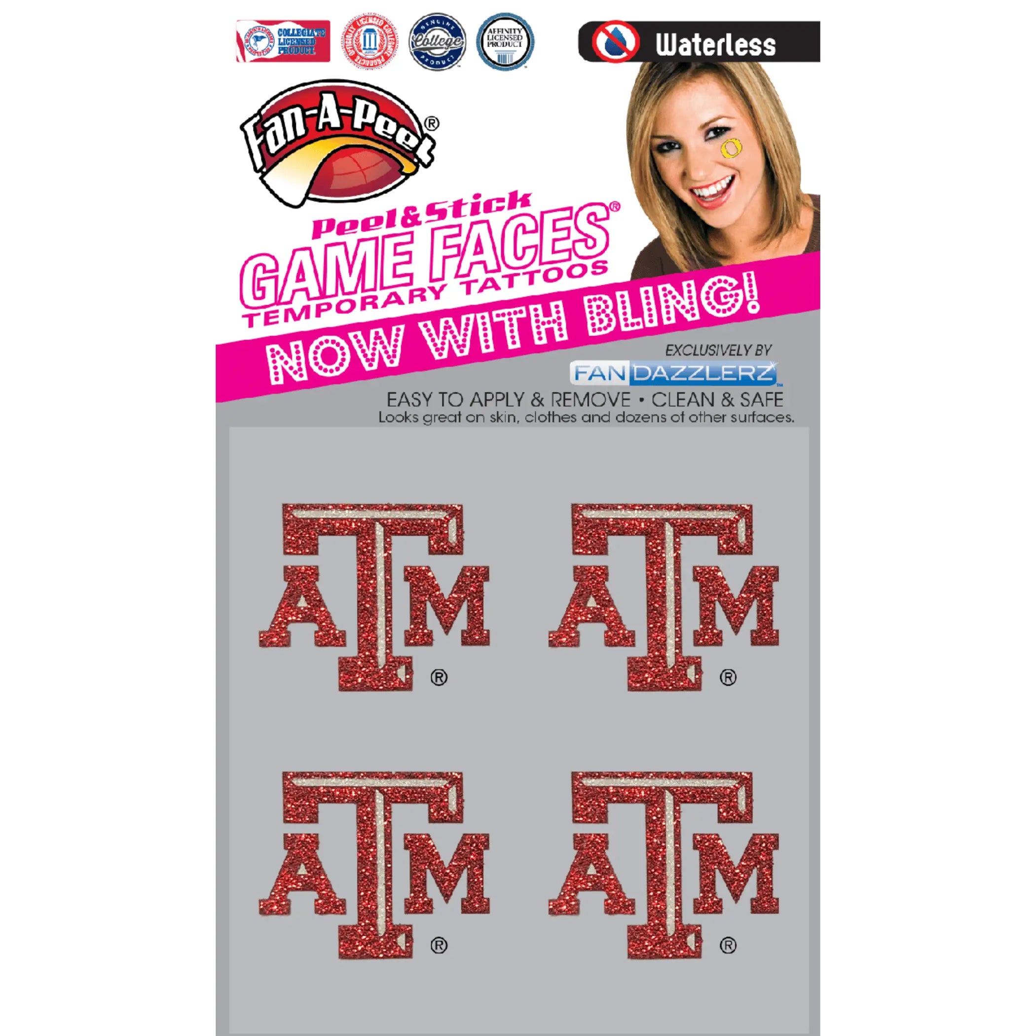 Waterless Peel & Stick Temporary Tattoos Fan-A-Peel / Gamesfaces Innovative Adhesives, LLC