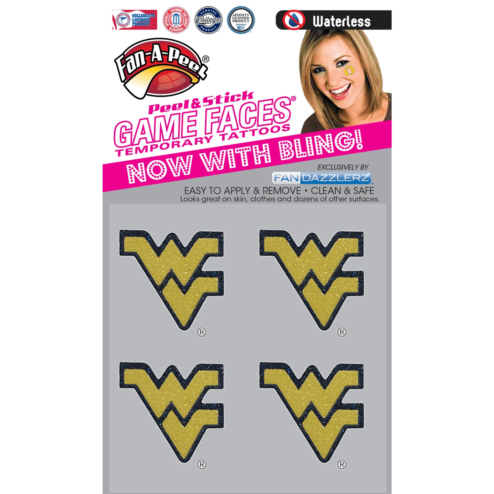 Waterless Peel & Stick Temporary Tattoos Fan-A-Peel / Gamesfaces Innovative Adhesives, LLC