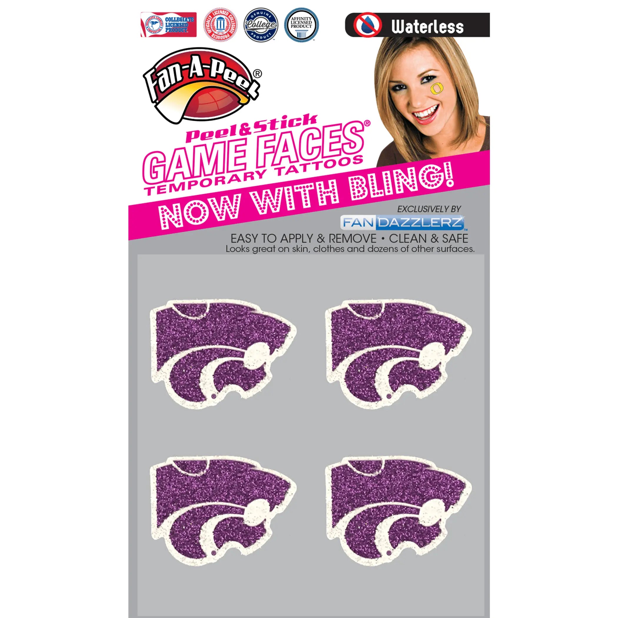 Waterless Peel & Stick Temporary Tattoos Fan-A-Peel / Gamesfaces Innovative Adhesives, LLC